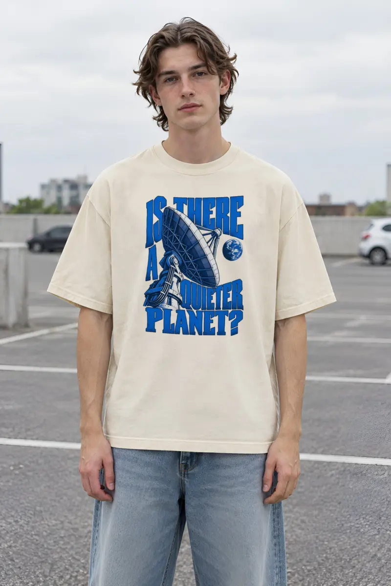 “Satellite Dish Planet” Men’s Oversized Heavyweight Crewneck T-Shirt
