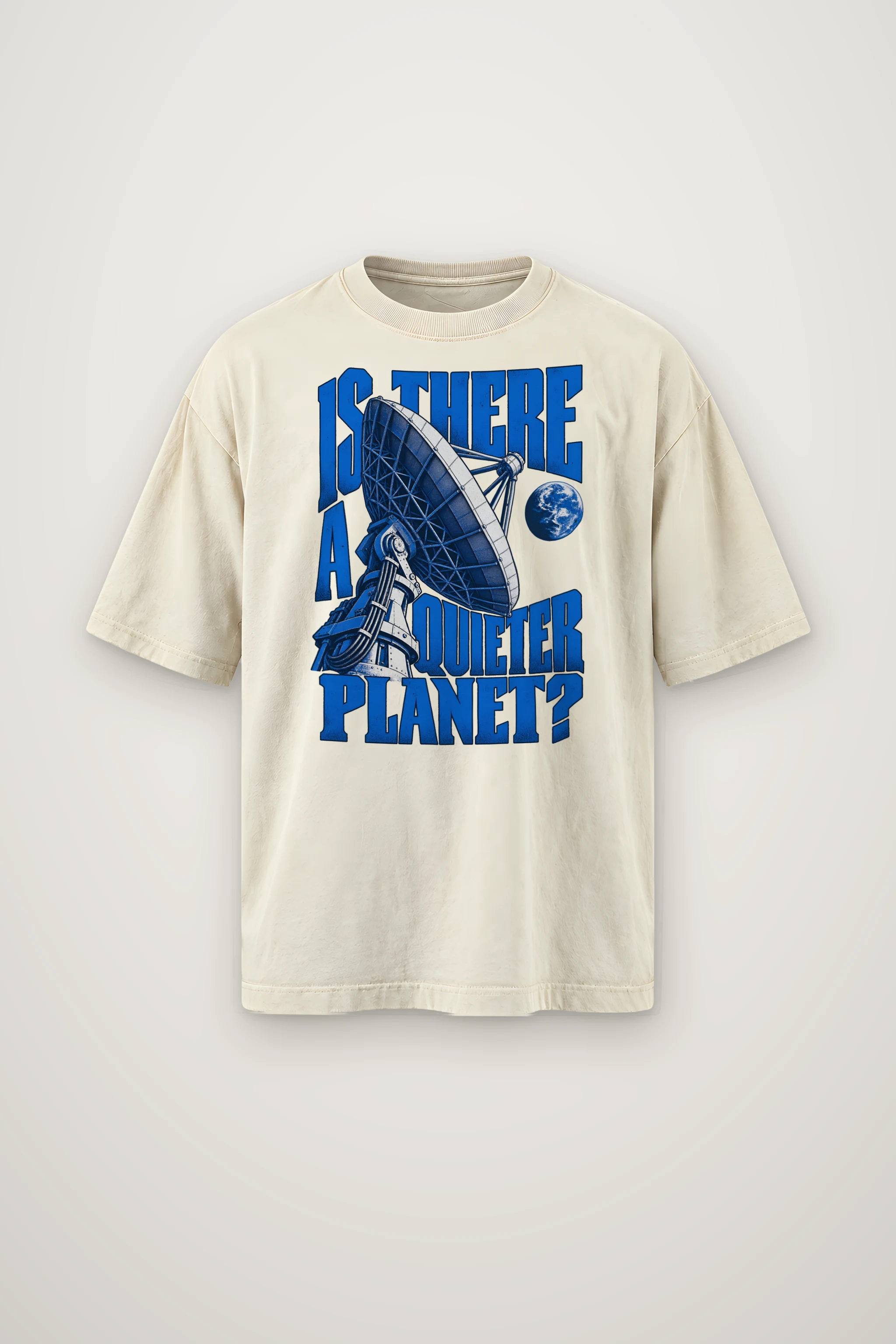 "Satellite Dish Planet" Men's Oversized Heavyweight Crewneck T-Shirt