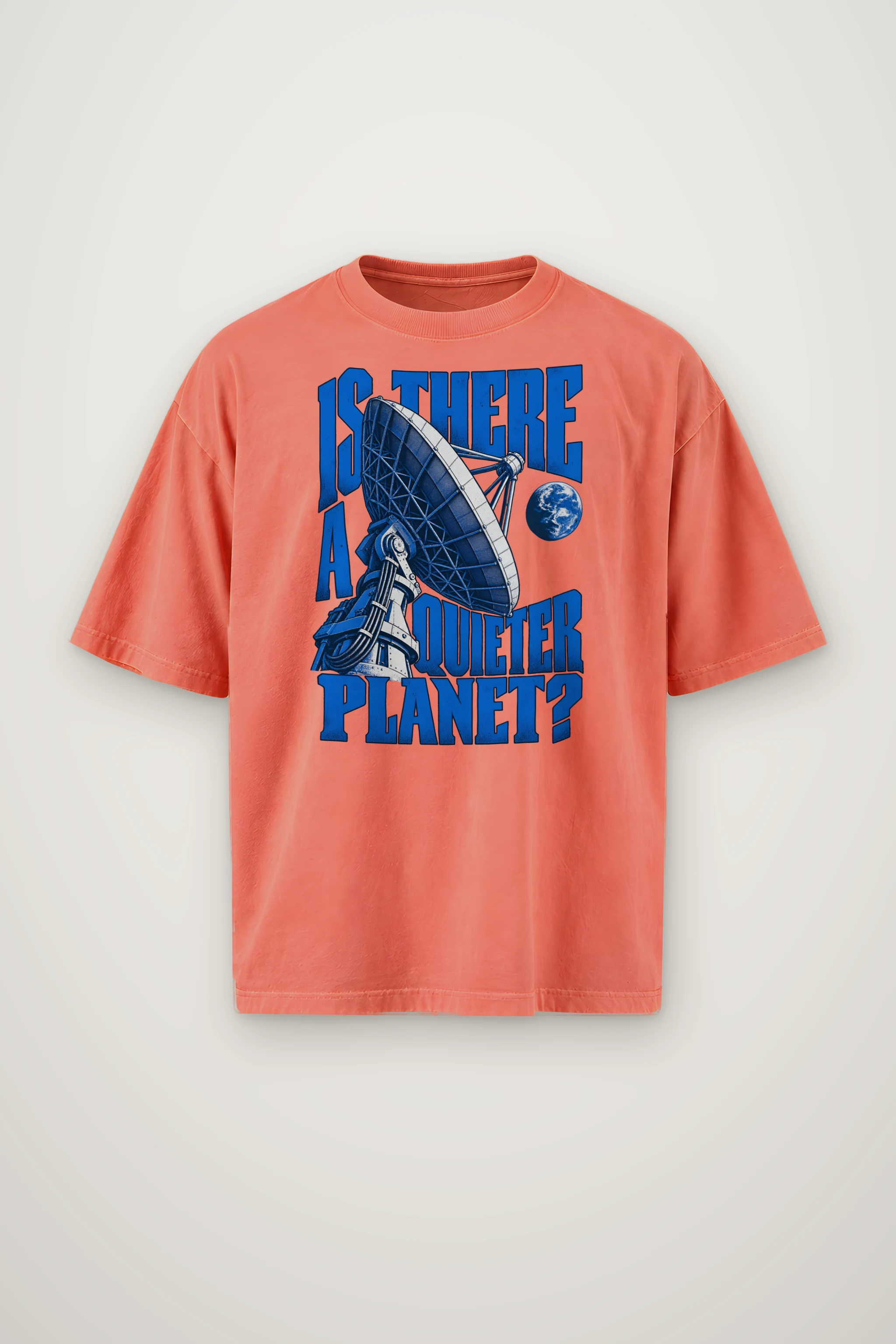 "Satellite Dish Planet" Men's Oversized Heavyweight Crewneck T-Shirt