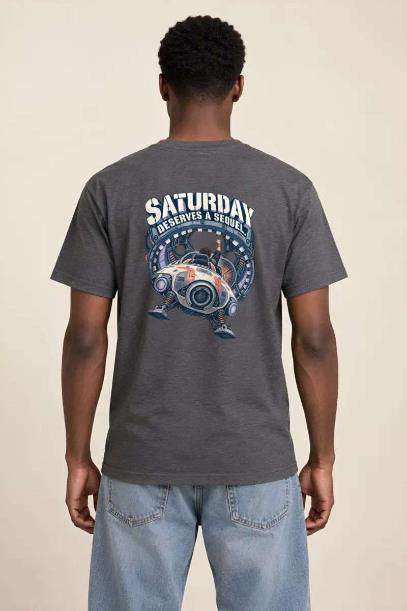 “Saturday Deserves a Sequel” Heavyweight Unisex Crewneck T-shirt