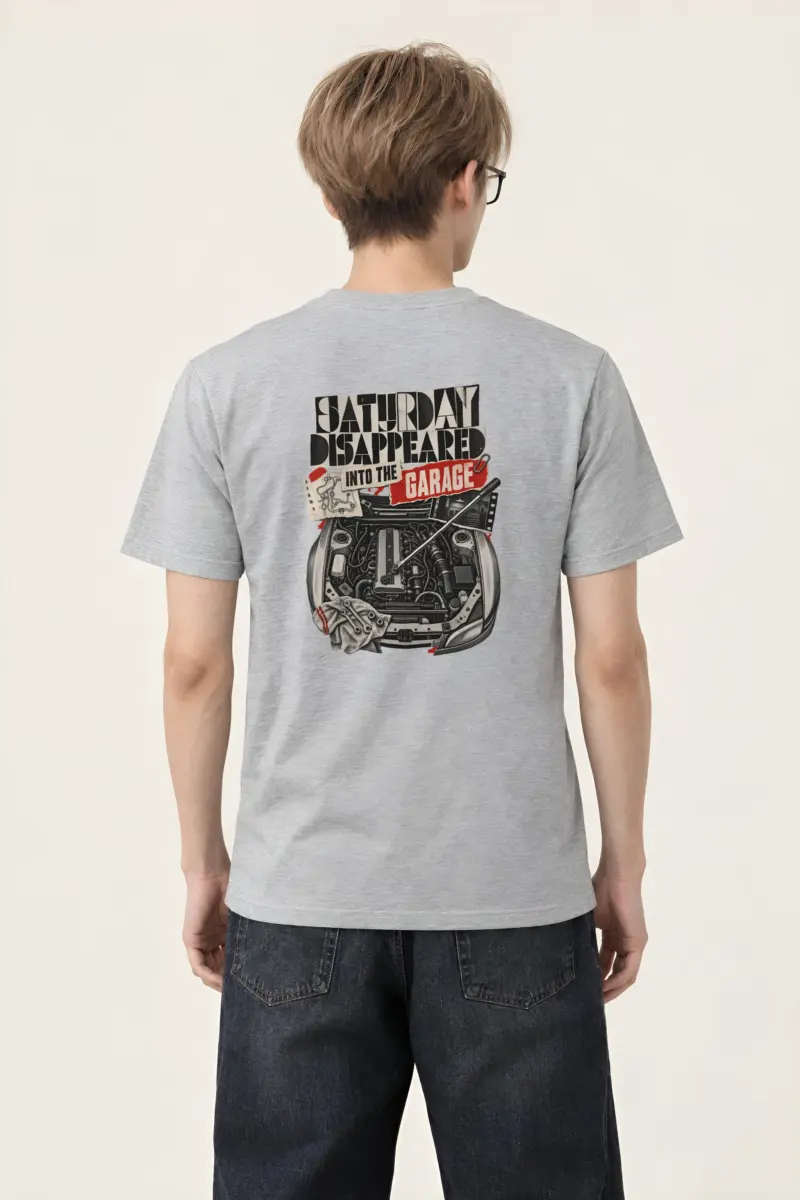 “Saturday Disappeared Into the Garage” Heavyweight Unisex Crewneck T-shirt
