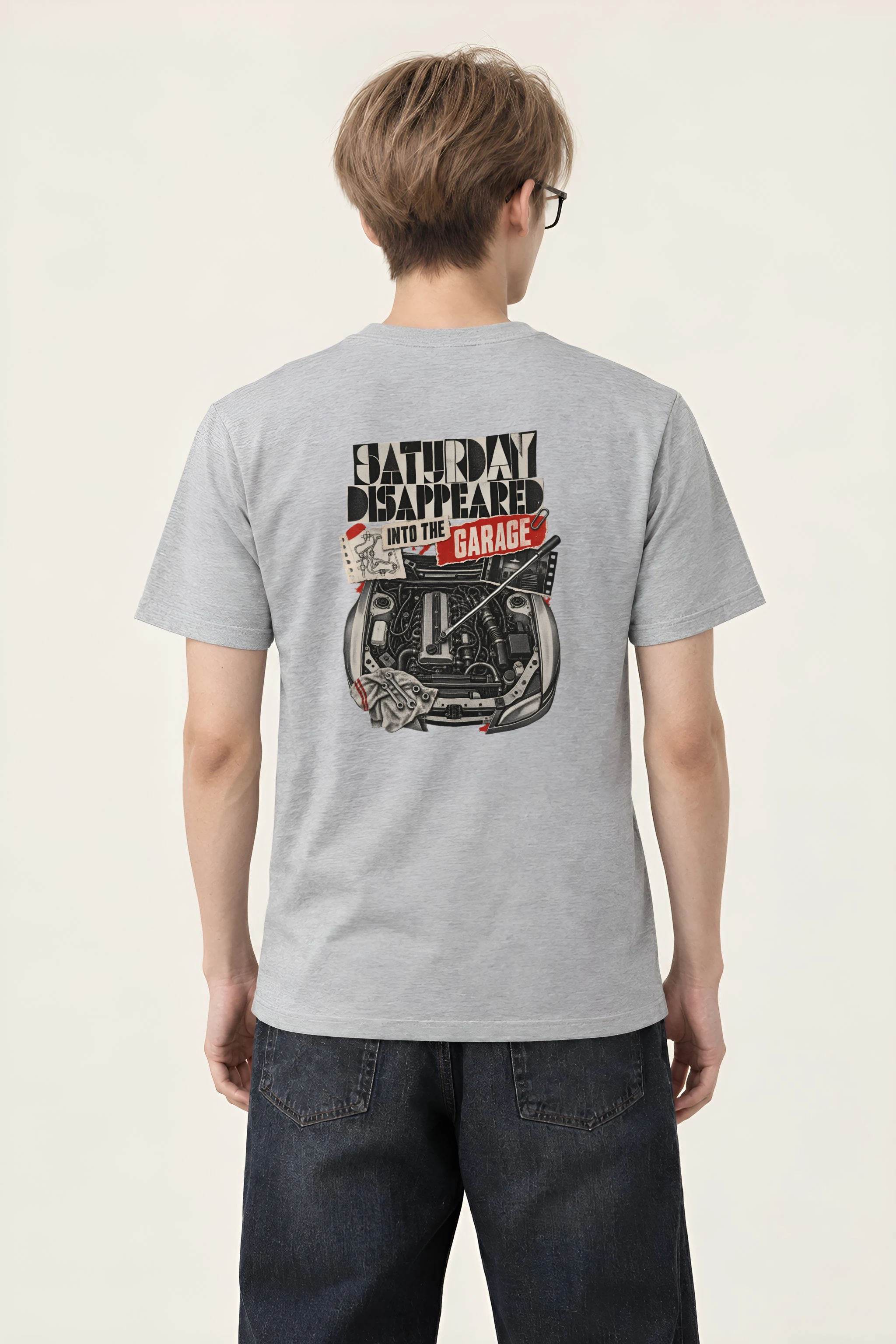 "Saturday Disappeared Into the Garage" Heavyweight Unisex Crewneck T-shirt