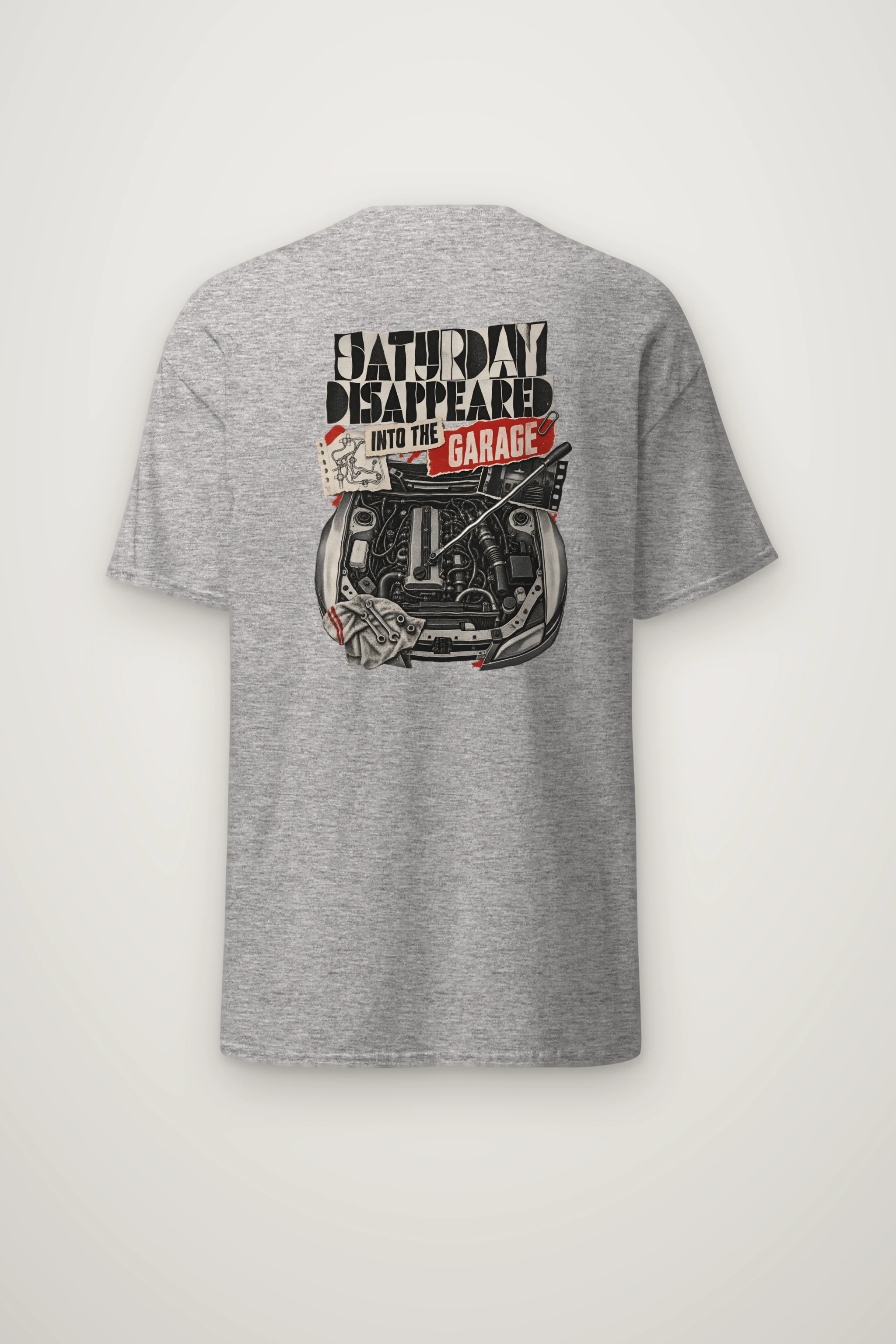 "Saturday Disappeared Into the Garage" Heavyweight Unisex Crewneck T-shirt