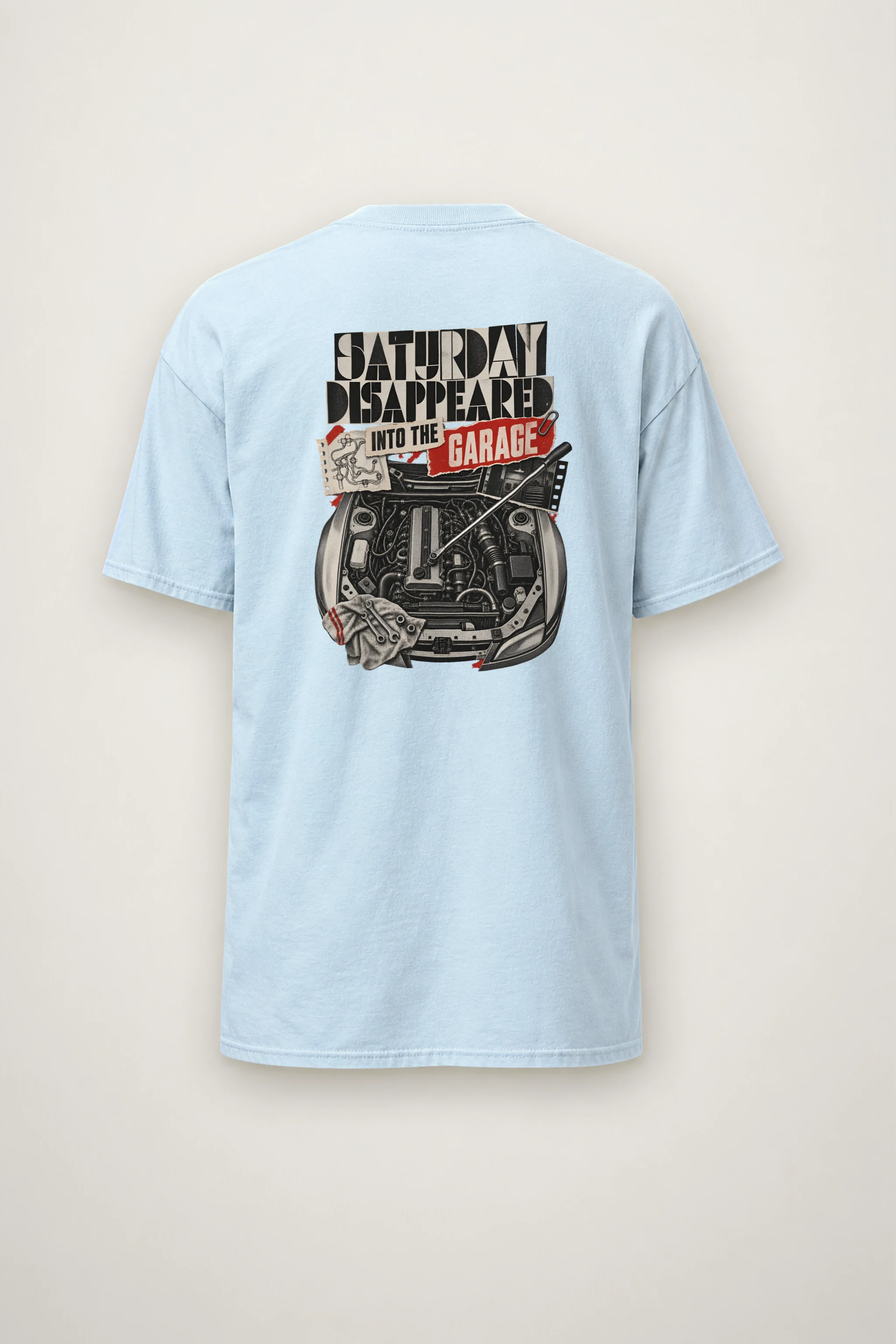 "Saturday Disappeared Into the Garage" Heavyweight Unisex Crewneck T-shirt