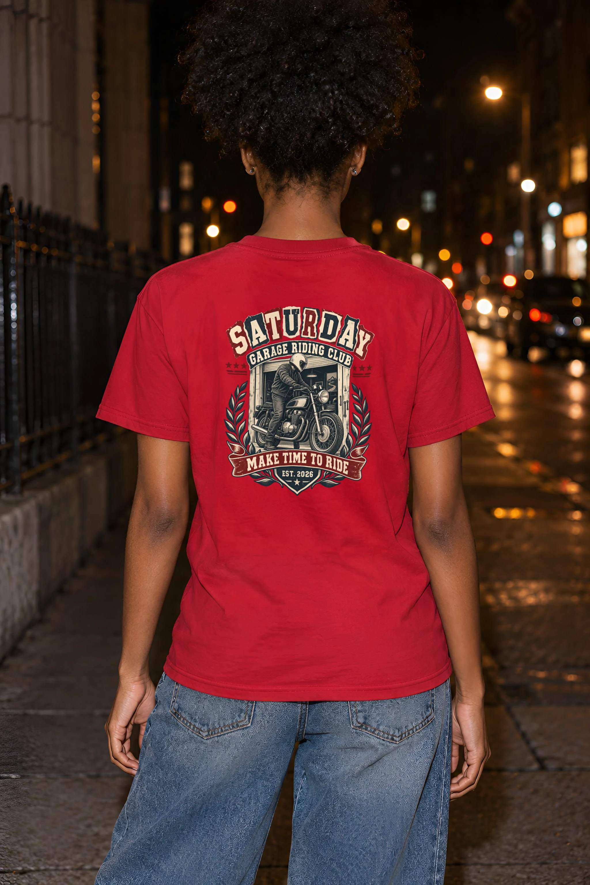"Saturday Garage Riding Club" Heavyweight Unisex Crewneck T-shirt