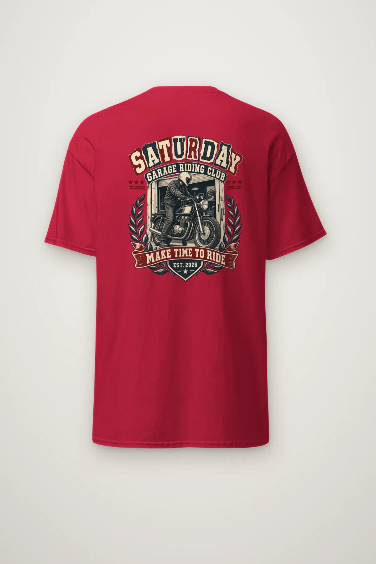 "Saturday Garage Riding Club" Heavyweight Unisex Crewneck T-shirt