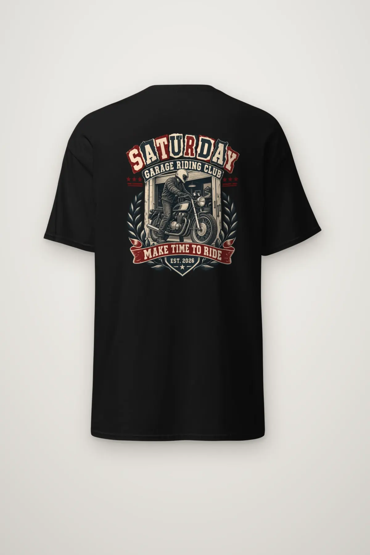"Saturday Garage Riding Club" Heavyweight Unisex Crewneck T-shirt