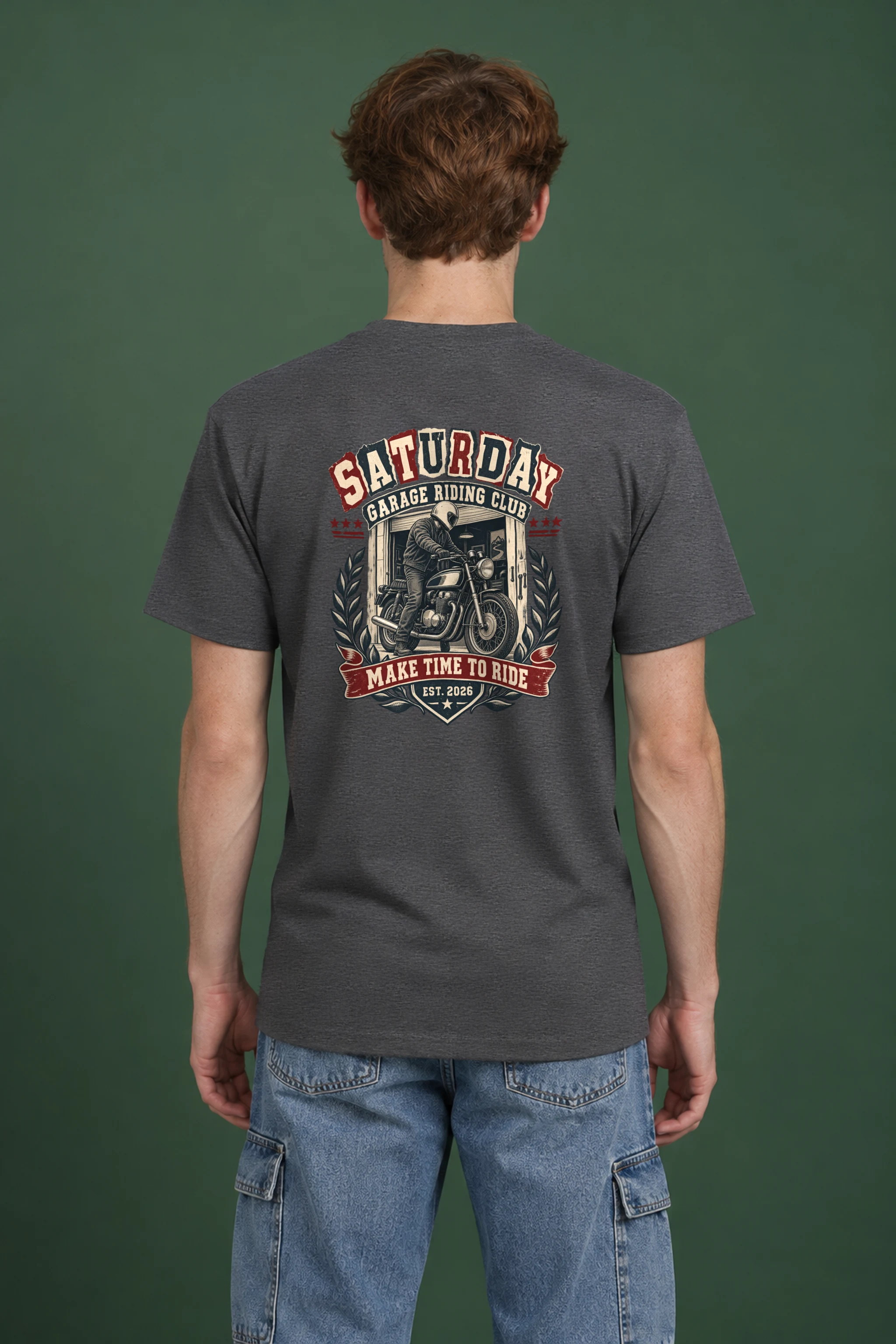 "Saturday Garage Riding Club" Heavyweight Unisex Crewneck T-shirt