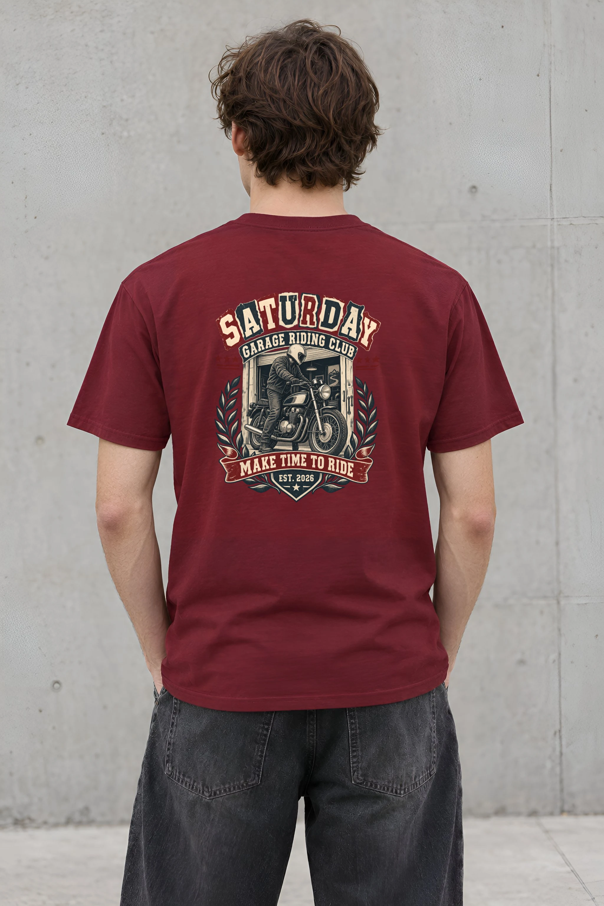 "Saturday Garage Riding Club" Heavyweight Unisex Crewneck T-shirt