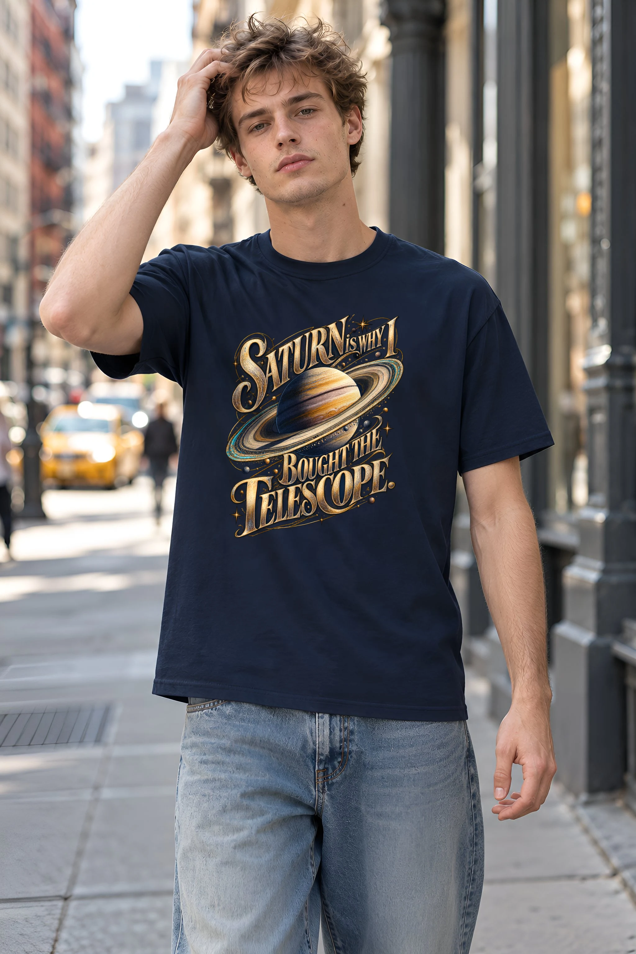 "Saturn Telescope" Heavyweight Unisex Crewneck T-shirt