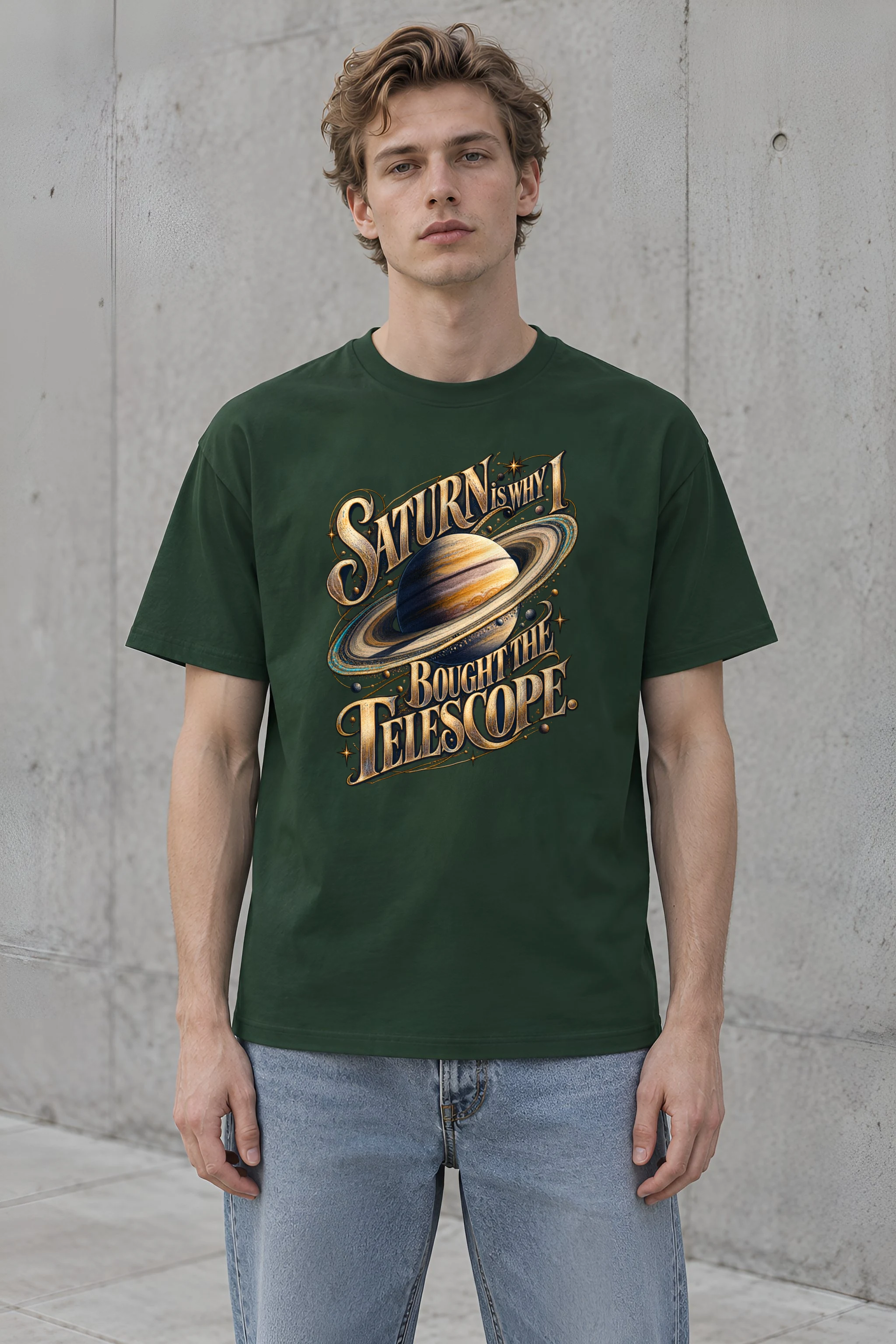 "Saturn Telescope" Heavyweight Unisex Crewneck T-shirt