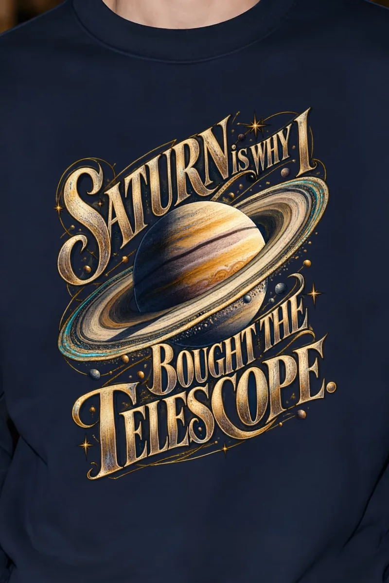 "Saturn Telescope" Unisex Crewneck Sweatshirt - the graphic up close