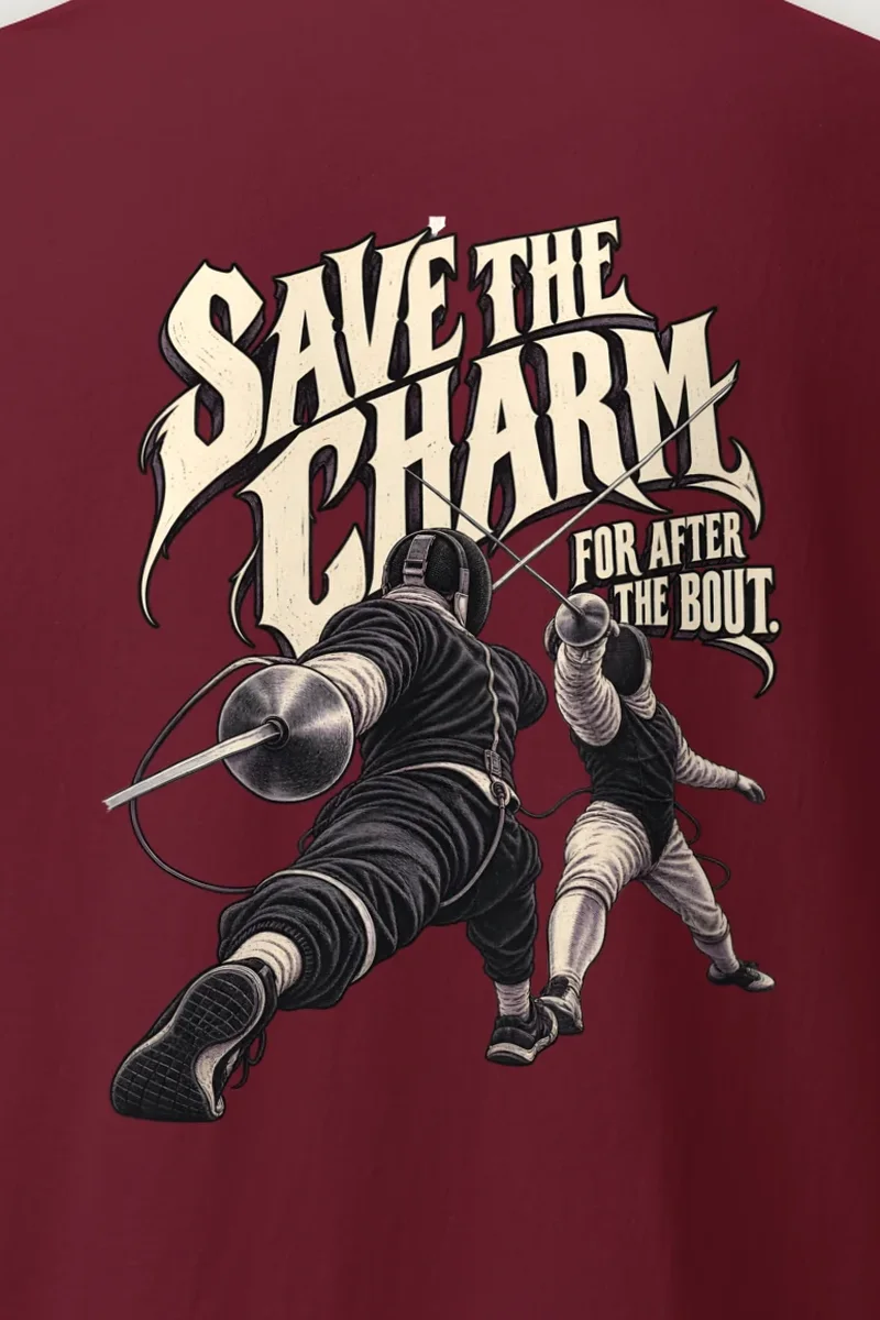 "Save The Charm" Heavyweight Unisex Crewneck T-shirt - the graphic up close