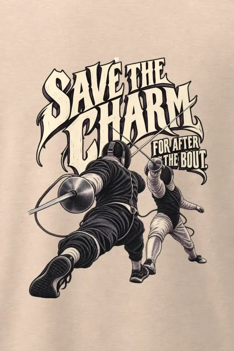 "Save the Charm" Men’s Oversized Heavyweight Crewneck T-Shirt - the graphic up close