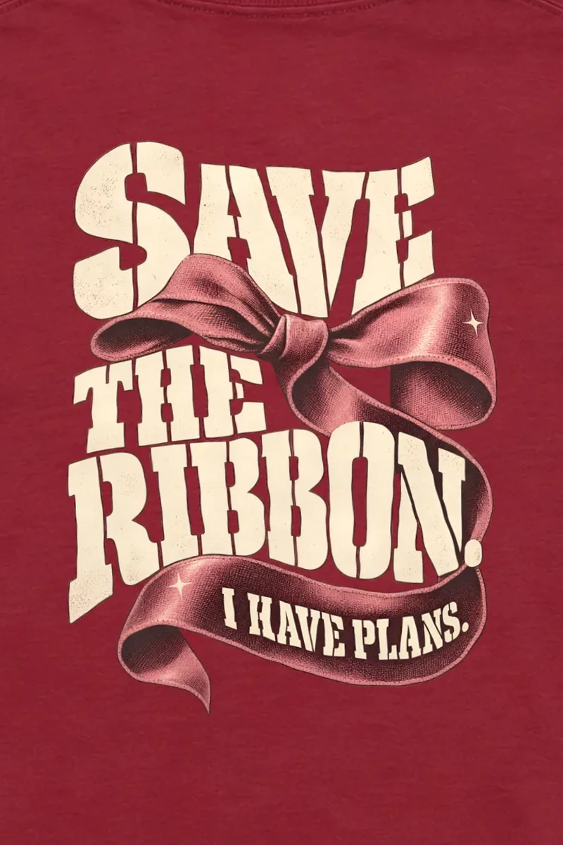 "Save The Ribbon" Unisex Longsleeve T-shirt - the graphic up close
