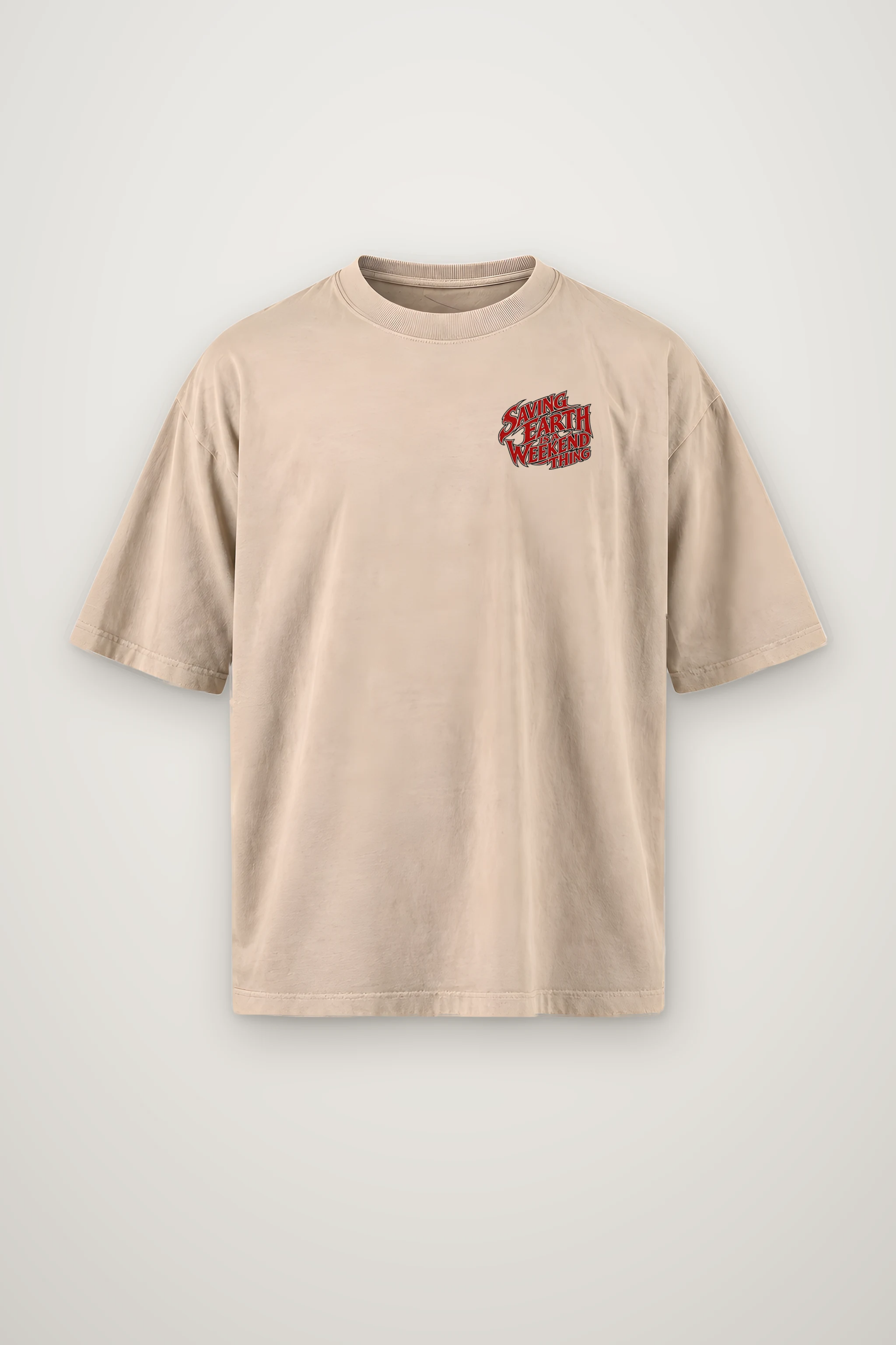 "Saving Earth Is a Weekend Thing" Men's Oversized Heavyweight Crewneck T-Shirt