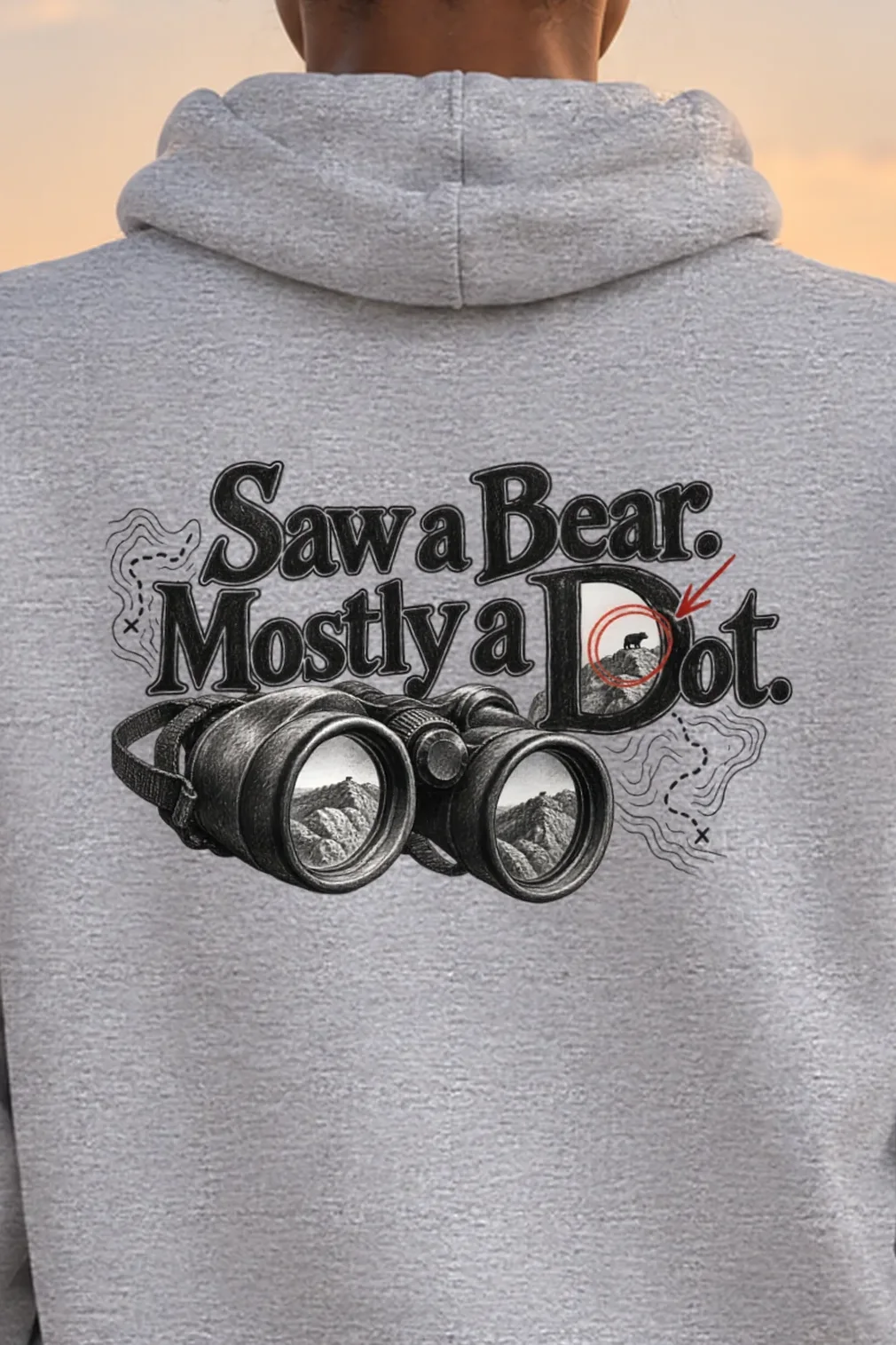 "Saw a Bear. Mostly a Dot." Heavy Blend Unisex Pullover Hoodie - the graphic up close