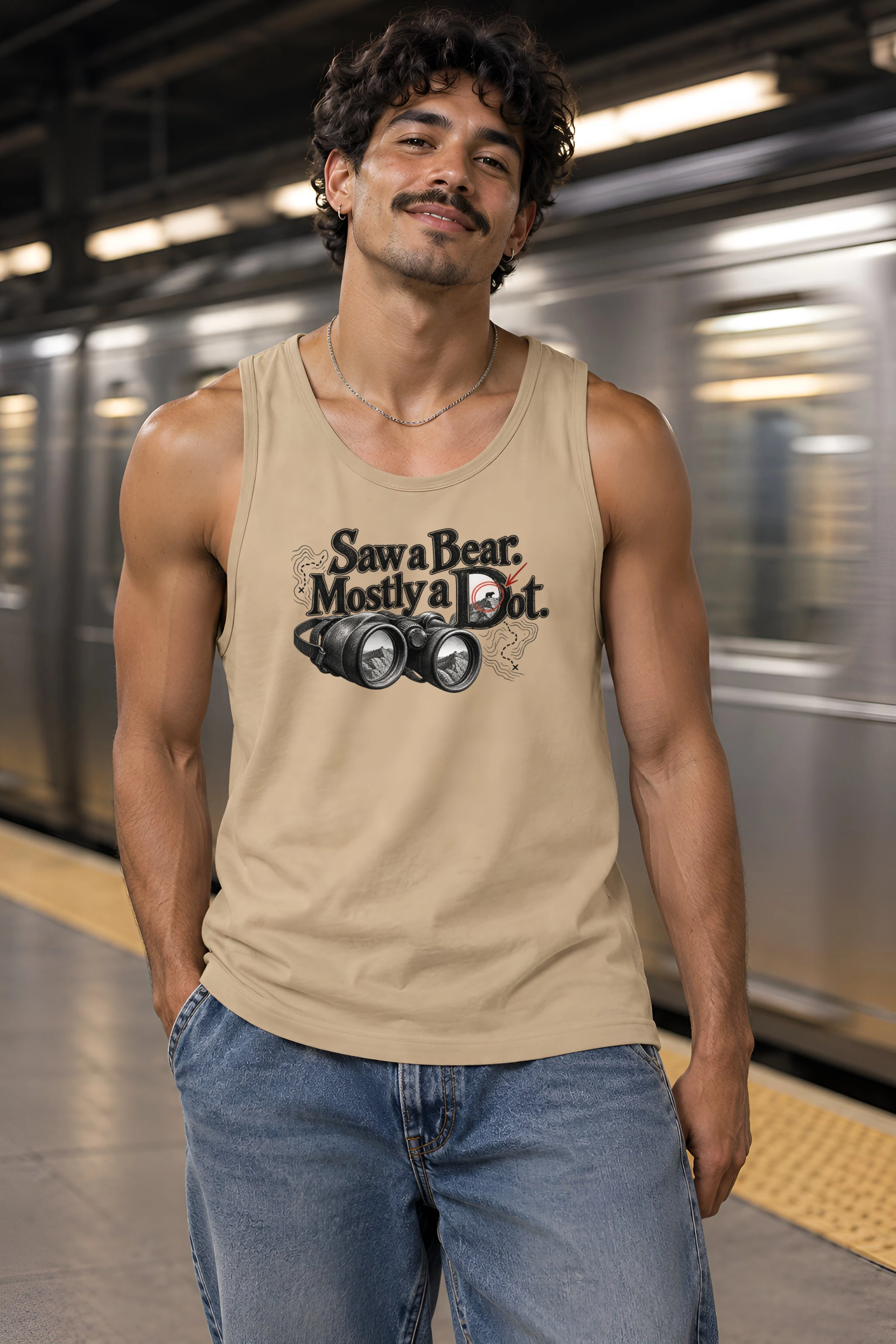 "Saw a Bear Mostly a Dot" Unisex Jersey Tank