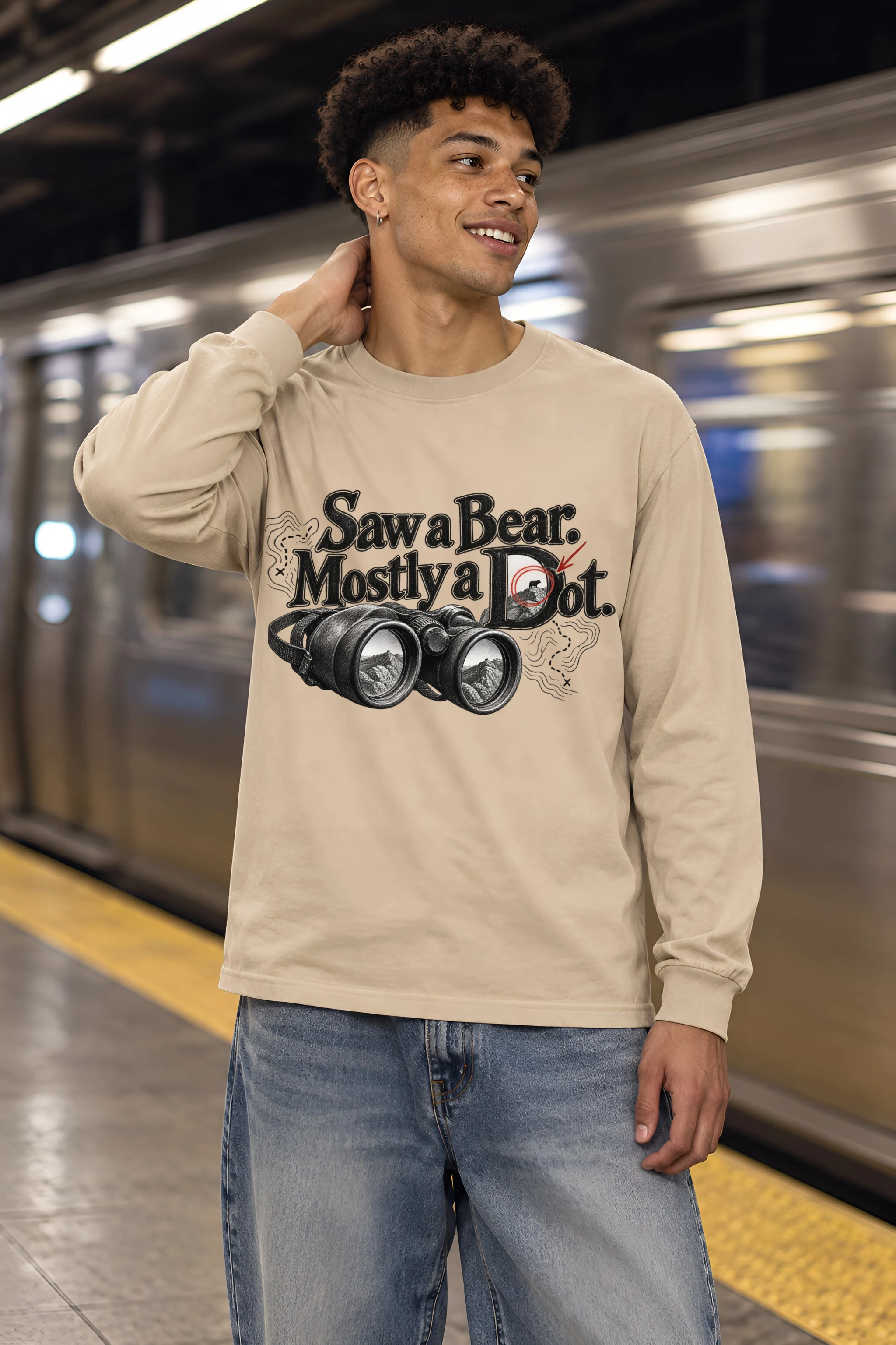 "Saw a Bear. Mostly a Dot." Unisex Longsleeve T-shirt