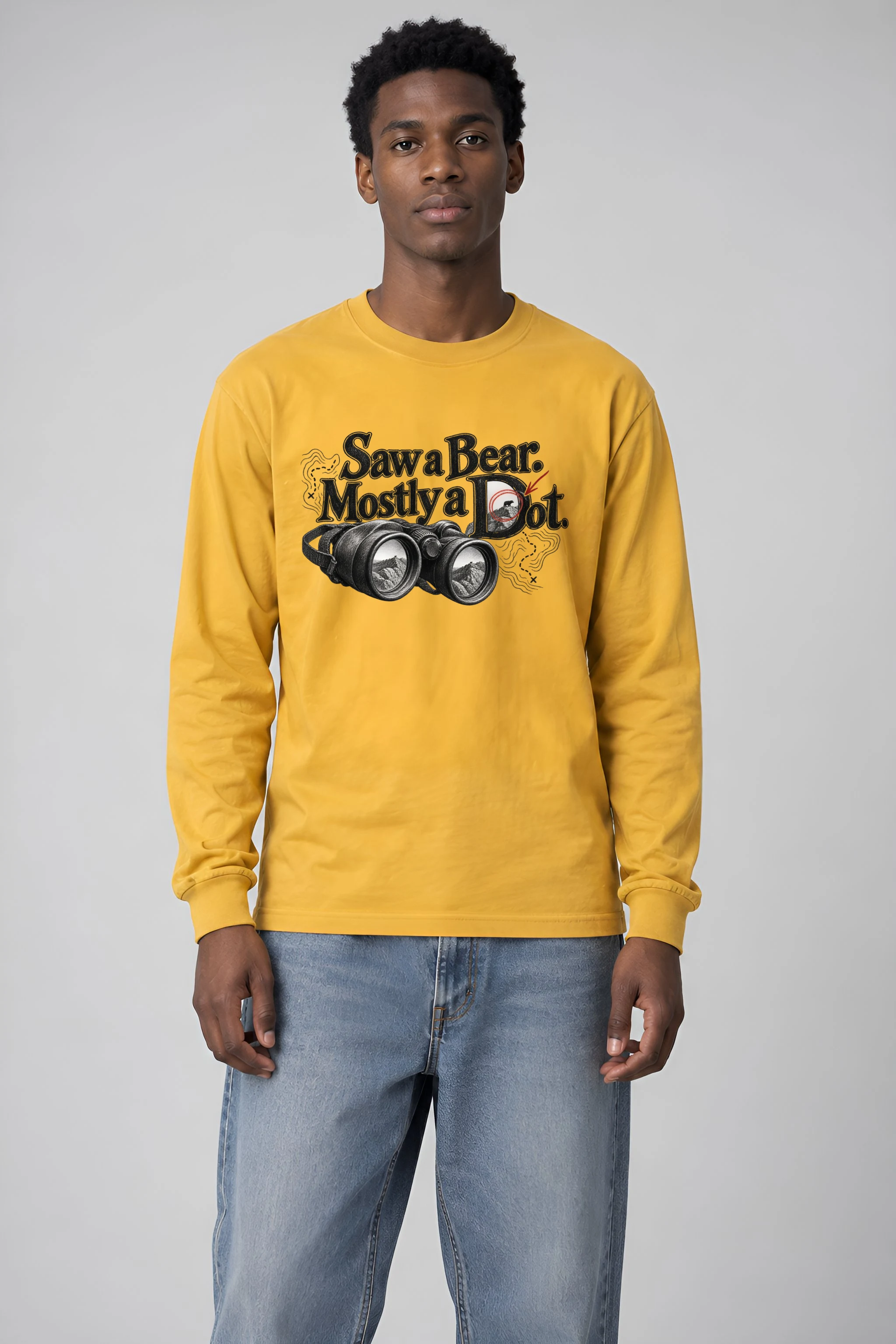 "Saw a Bear. Mostly a Dot." Unisex Longsleeve T-shirt