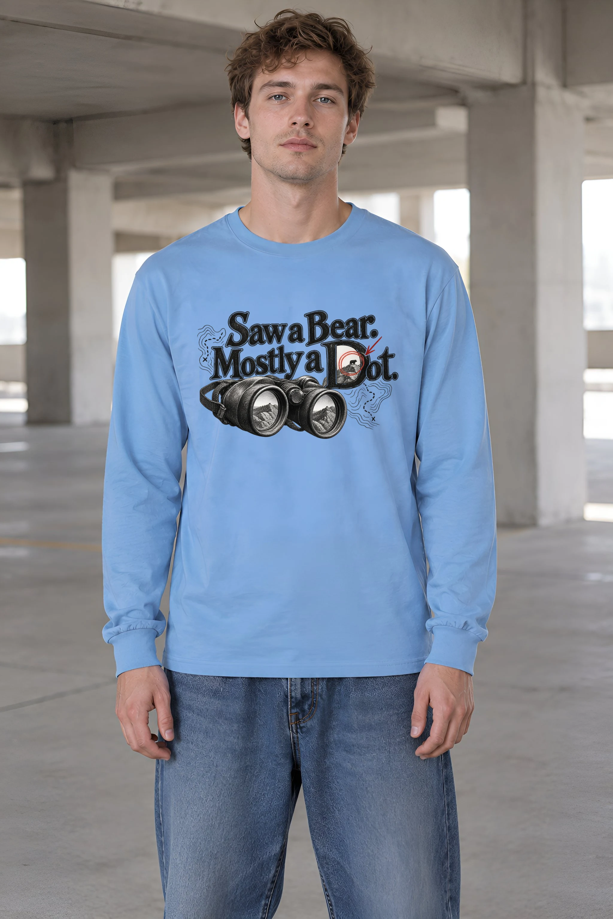 "Saw a Bear. Mostly a Dot." Unisex Longsleeve T-shirt