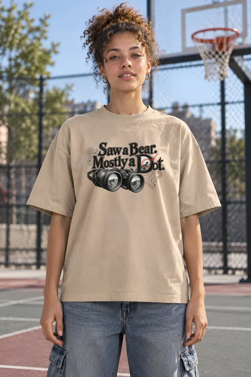 "Saw a Bear. Mostly a Dot." Unisex Oversized Heavyweight Crewneck T-Shirt