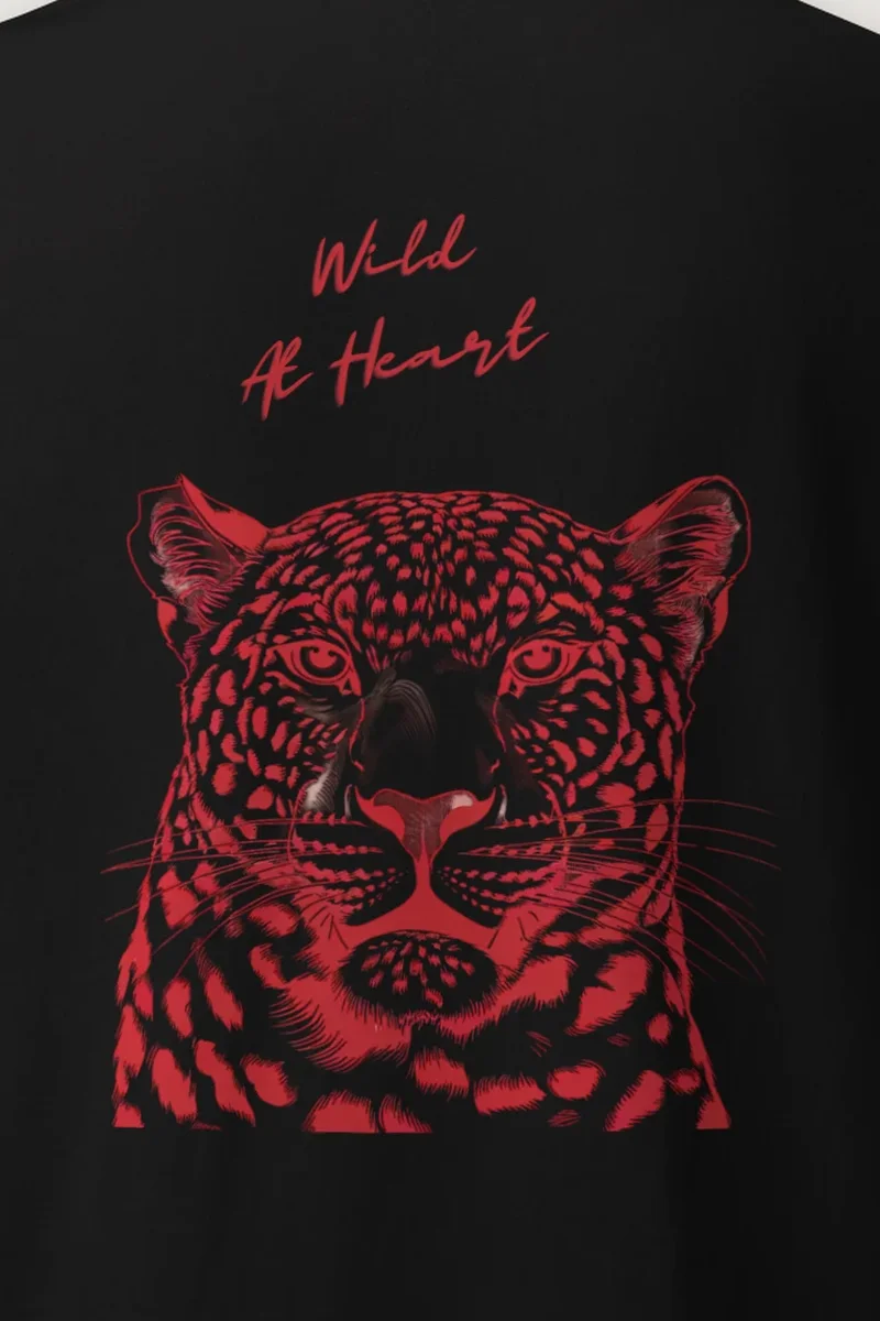 "Scarlet Leopard" Heavyweight Unisex Crewneck T-shirt