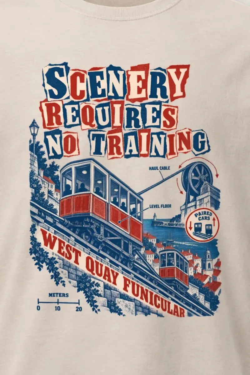 "Scenery Requires No Training" Heavyweight Unisex Crewneck T-shirt - the graphic up close