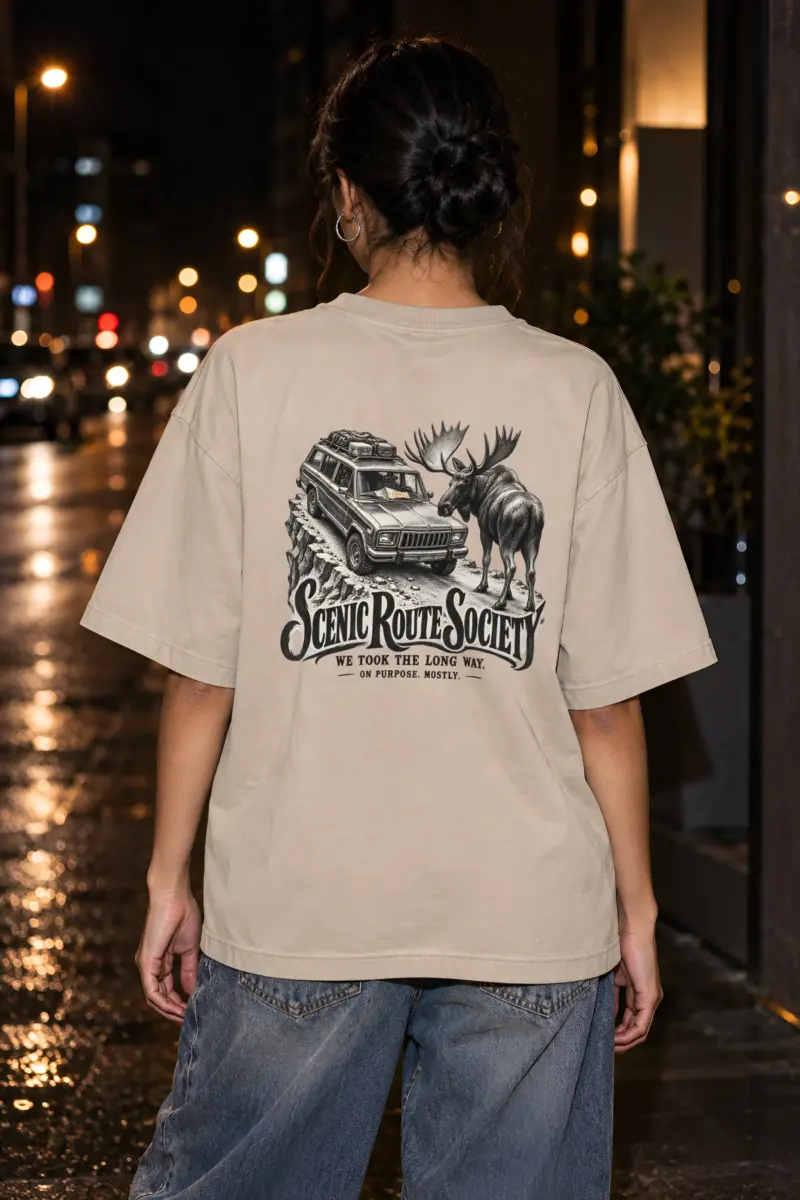 "Scenic Route Society" Unisex Oversized Heavyweight Crewneck T-Shirt
