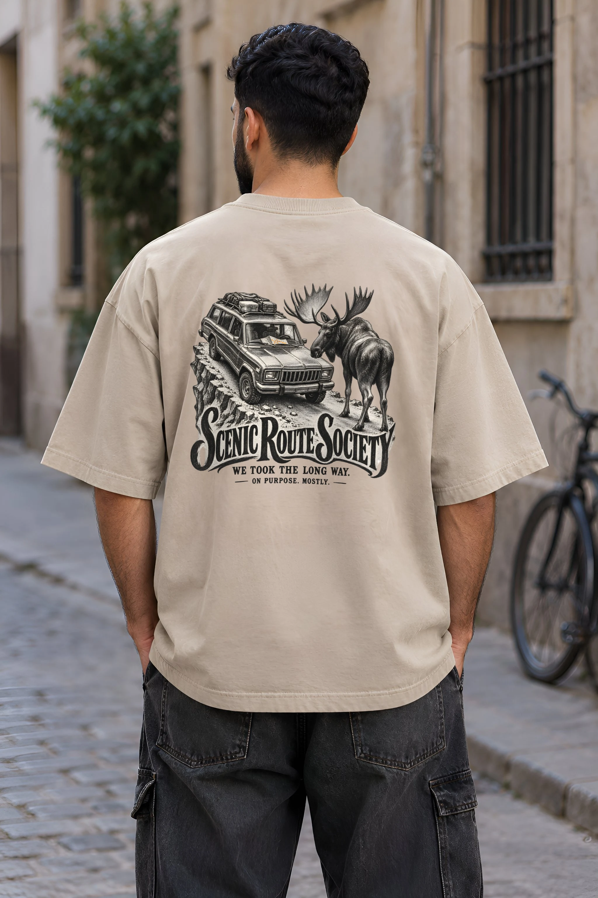 "Scenic Route Society" Unisex Oversized Heavyweight Crewneck T-Shirt