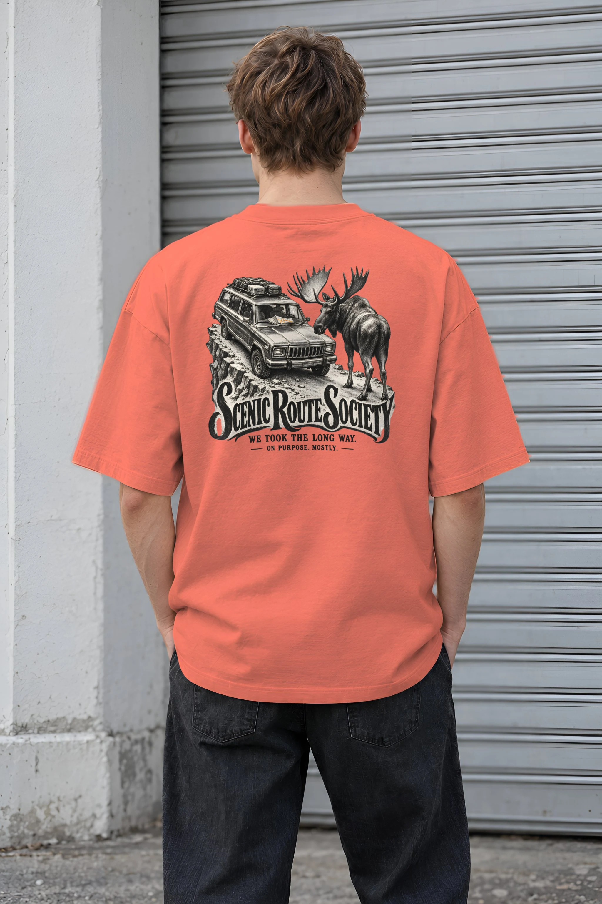 "Scenic Route Society" Unisex Oversized Heavyweight Crewneck T-Shirt