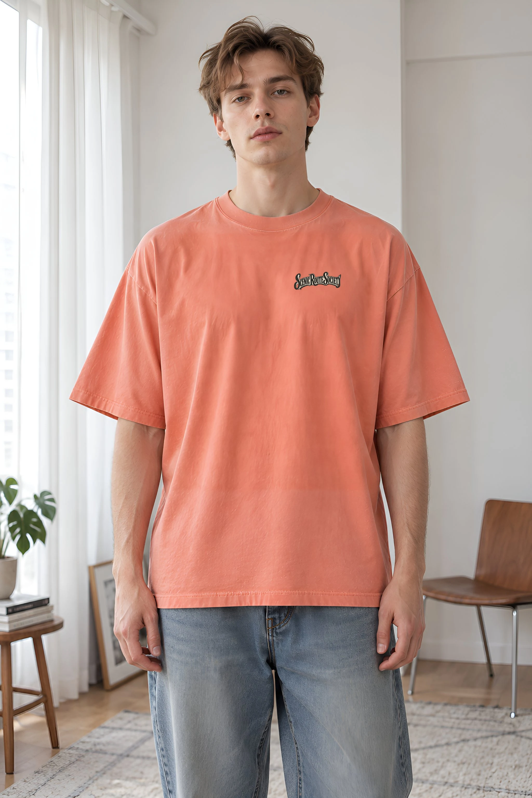 "Scenic Route Society" Unisex Oversized Heavyweight Crewneck T-Shirt