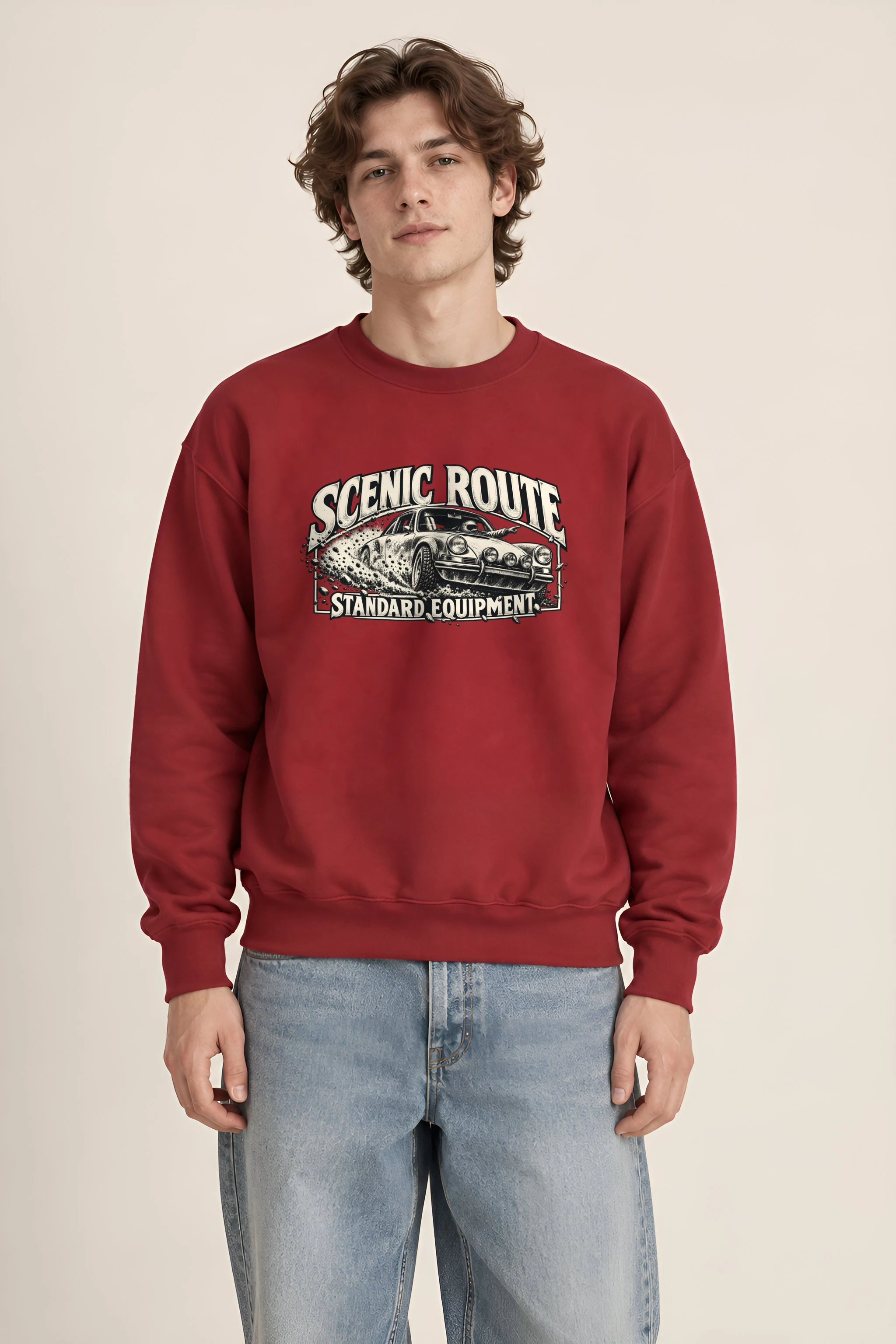 "Scenic Route Standard Equipment" Heavy Blend Unisex Crewneck Sweatshirt