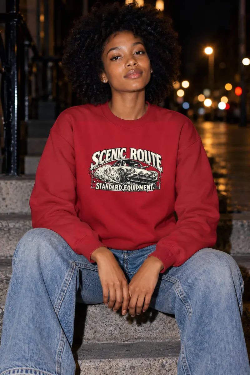 "Scenic Route Standard Equipment" Heavy Blend Unisex Crewneck Sweatshirt