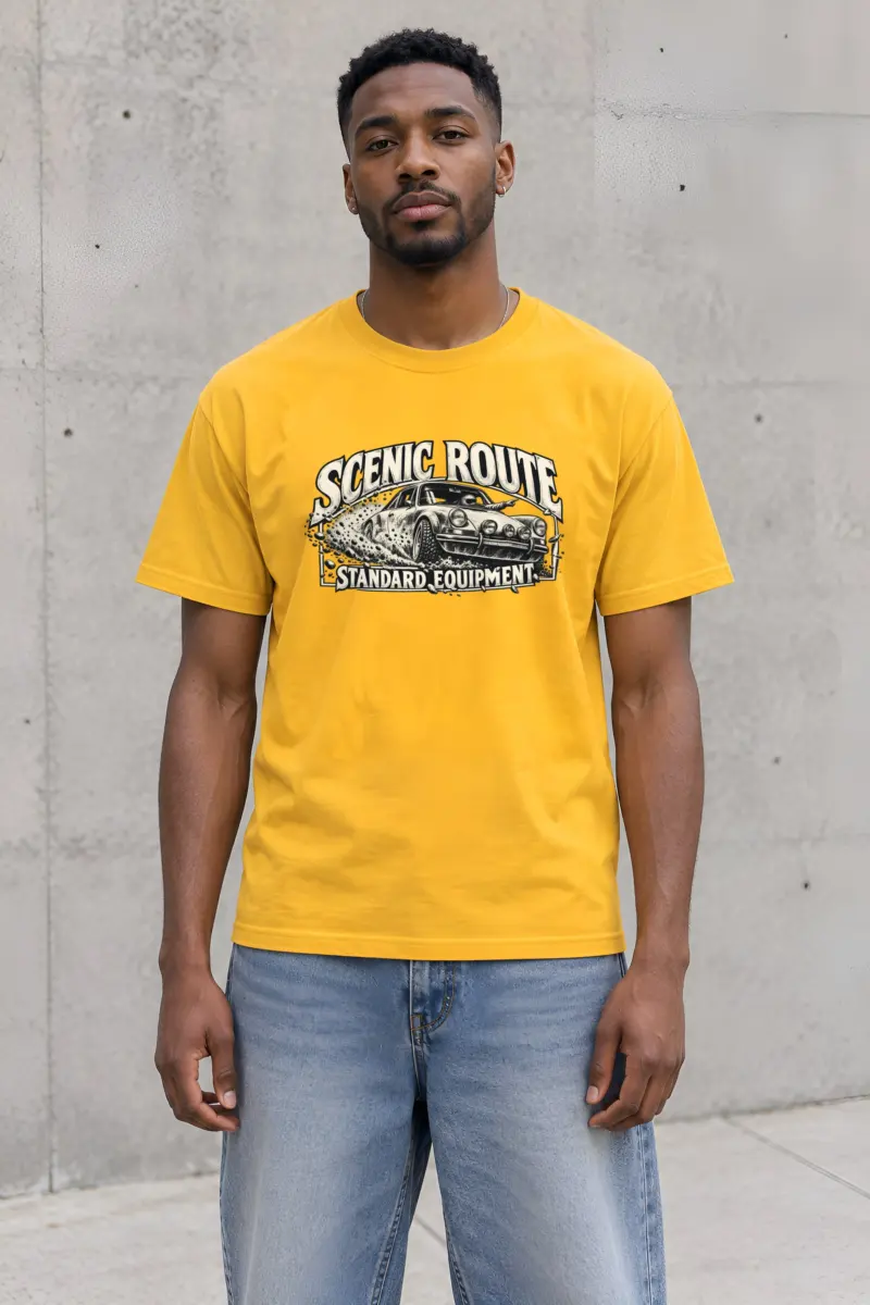 "Scenic Route Standard Equipment" Heavyweight Unisex Crewneck T-shirt