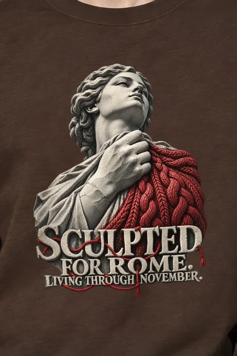 "Sculpted For Rome" Unisex Crewneck Sweatshirt - the graphic up close