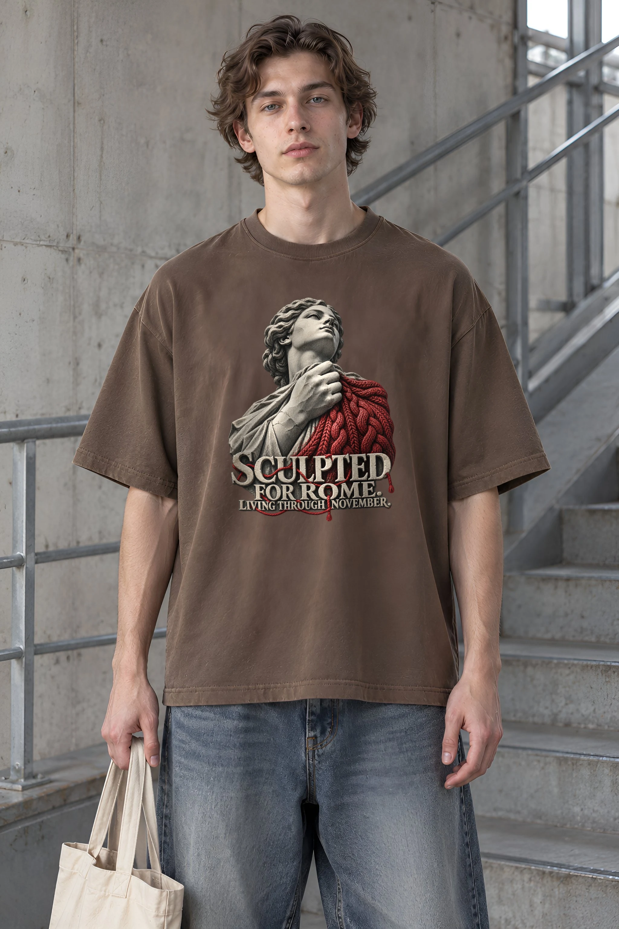 "Sculpted for Rome" Unisex Oversized Heavyweight Crewneck T-Shirt