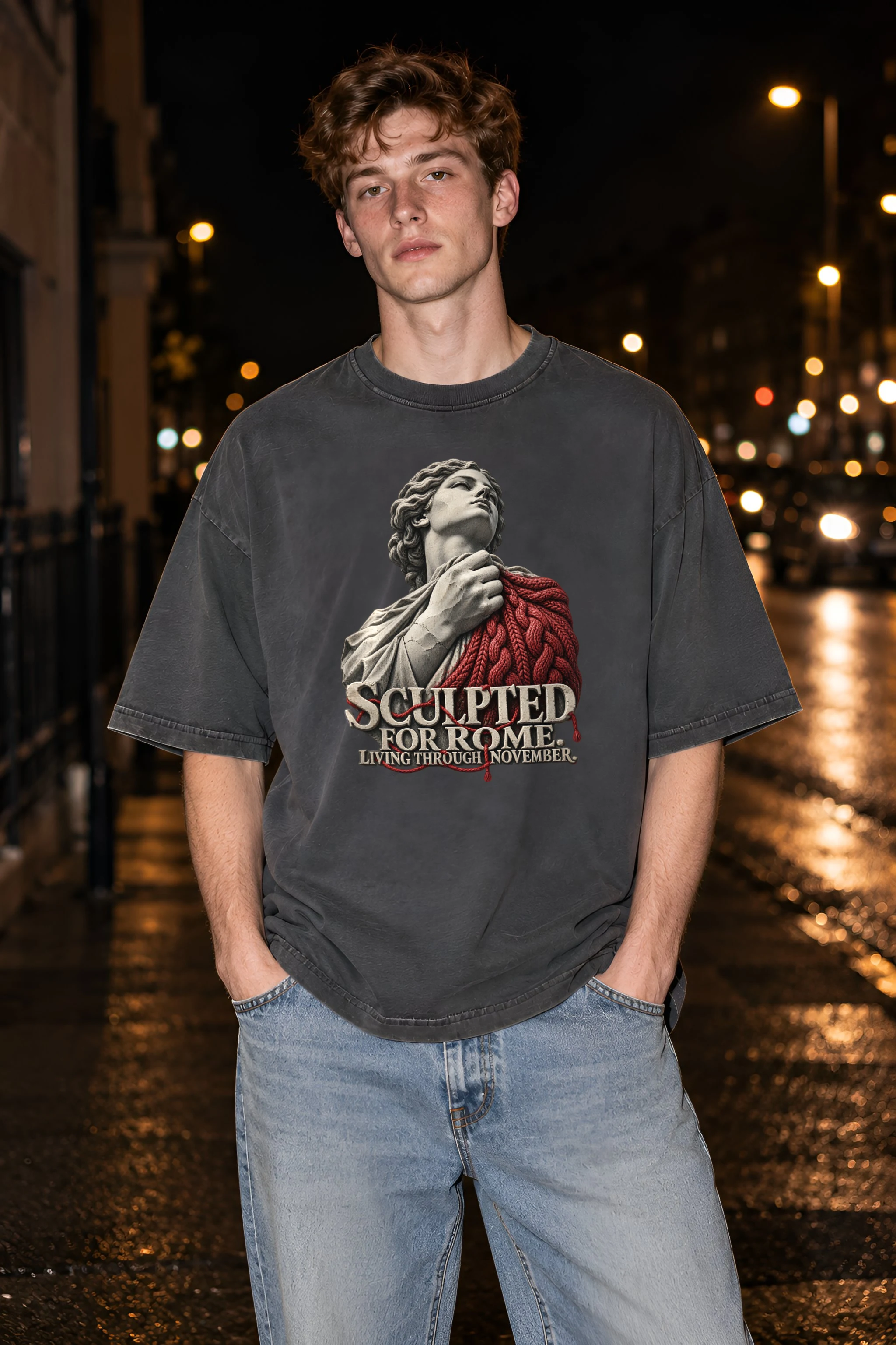 "Sculpted for Rome" Unisex Oversized Heavyweight Crewneck T-Shirt