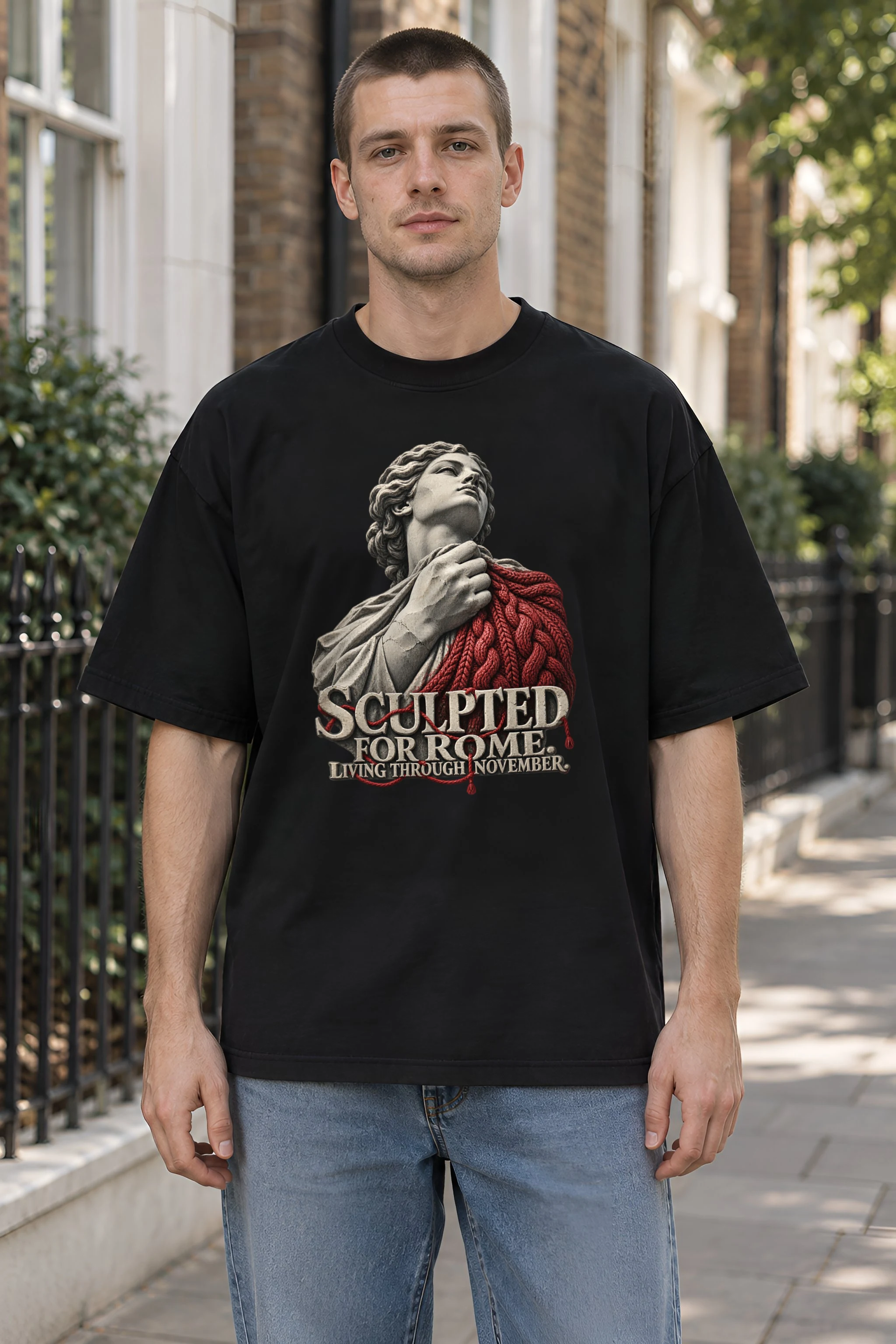 "Sculpted for Rome" Unisex Oversized Heavyweight Crewneck T-Shirt