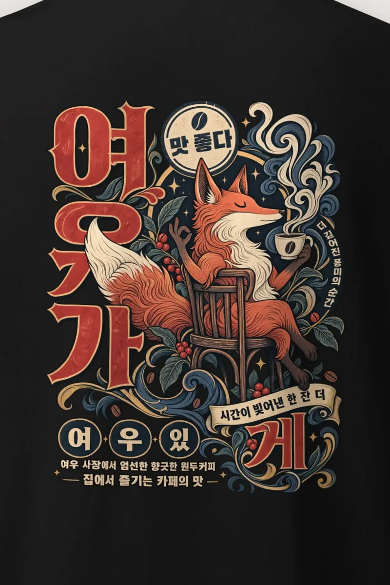 "Seated Fox Coffee" Heavyweight Unisex Crewneck T-shirt