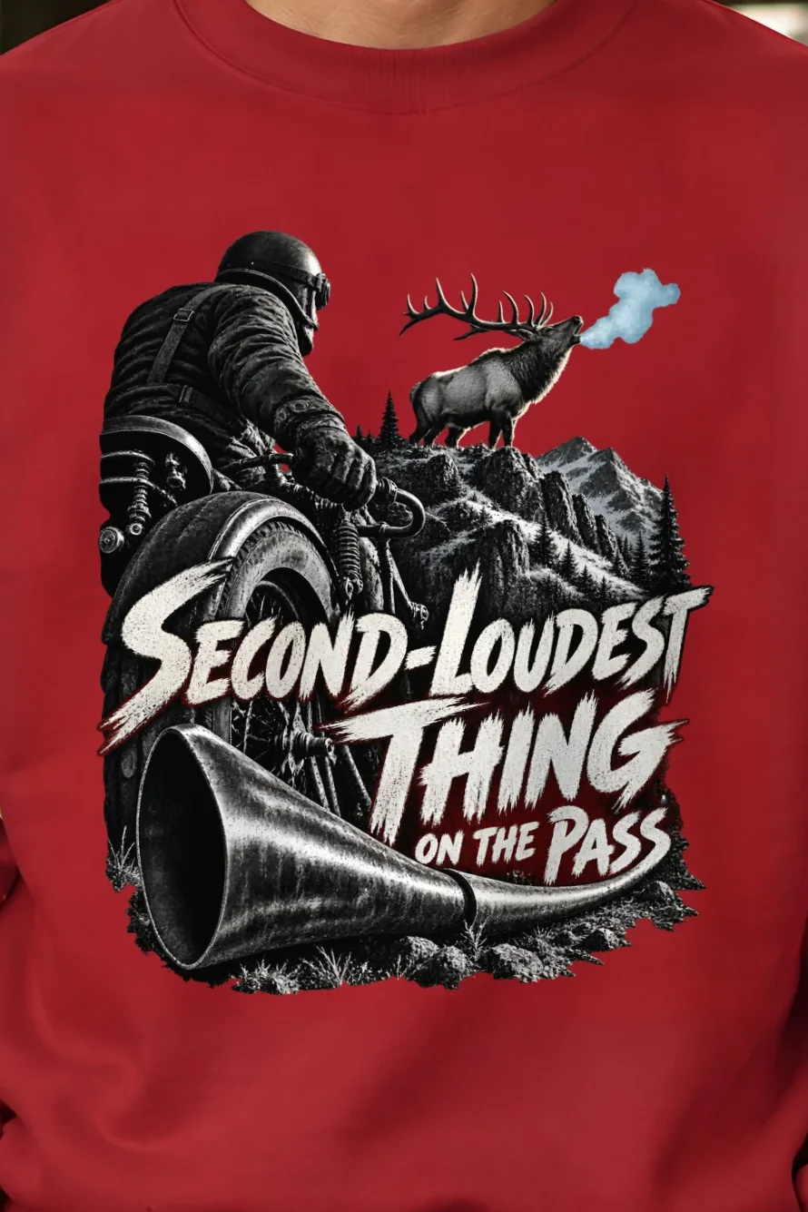 "Second-Loudest Thing on the Pass" Heavy Blend Unisex Crewneck Sweatshirt - the graphic up close