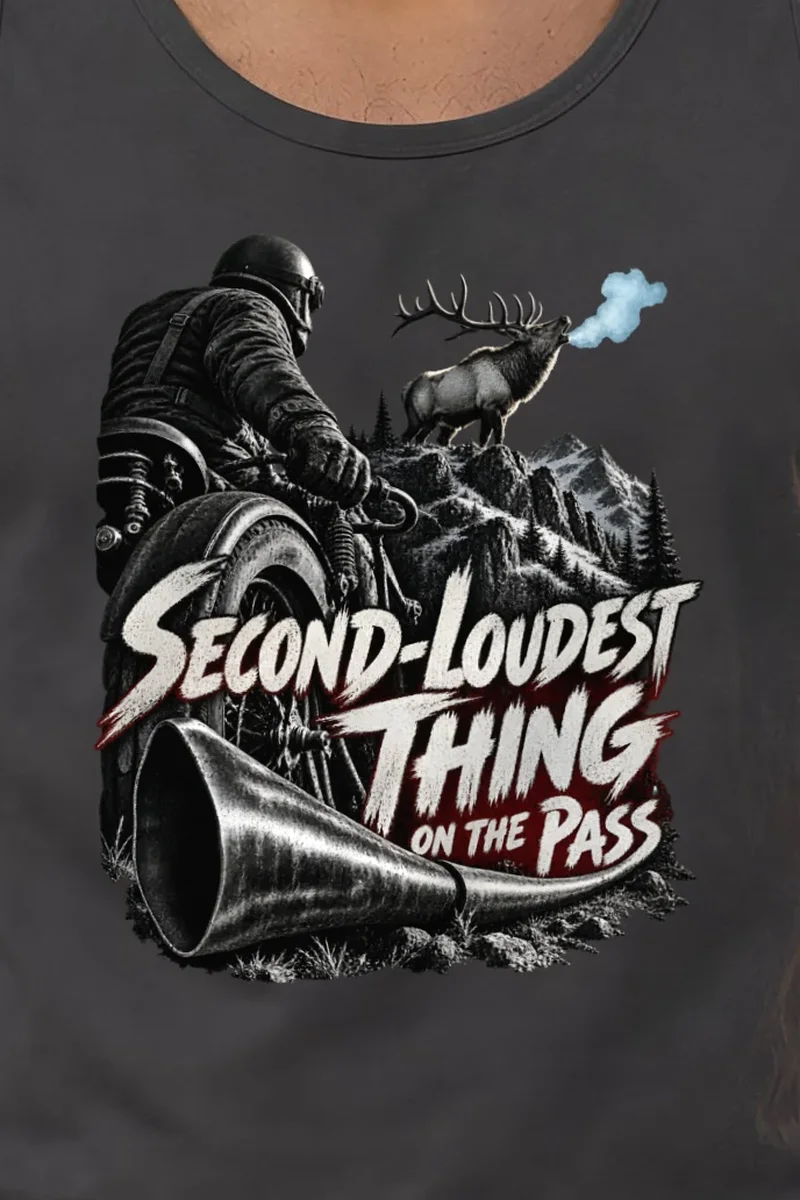 "Second-Loudest Thing On The Pass" Unisex Jersey Tank - the graphic up close