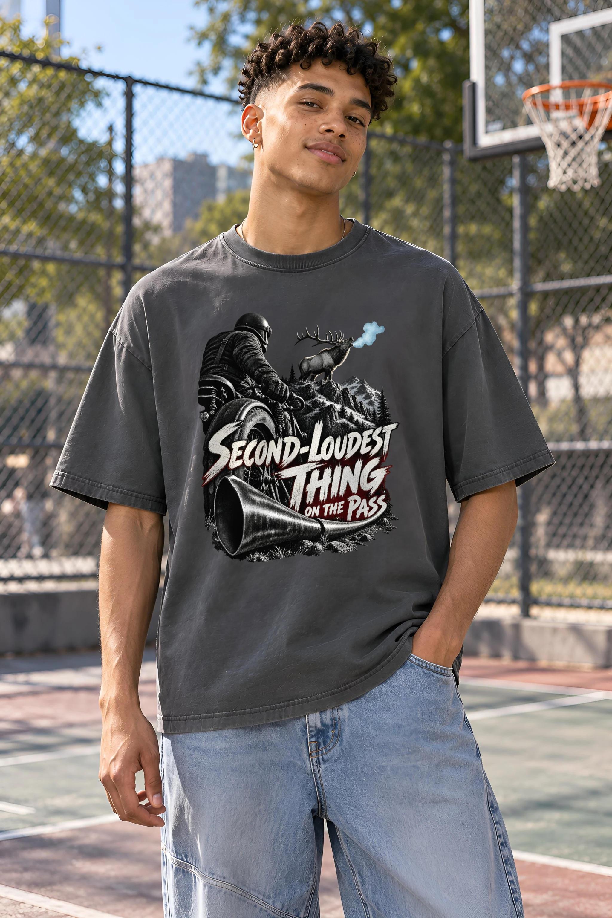 "Second-Loudest Thing on the Pass" Unisex Oversized Heavyweight Crewneck T-Shirt
