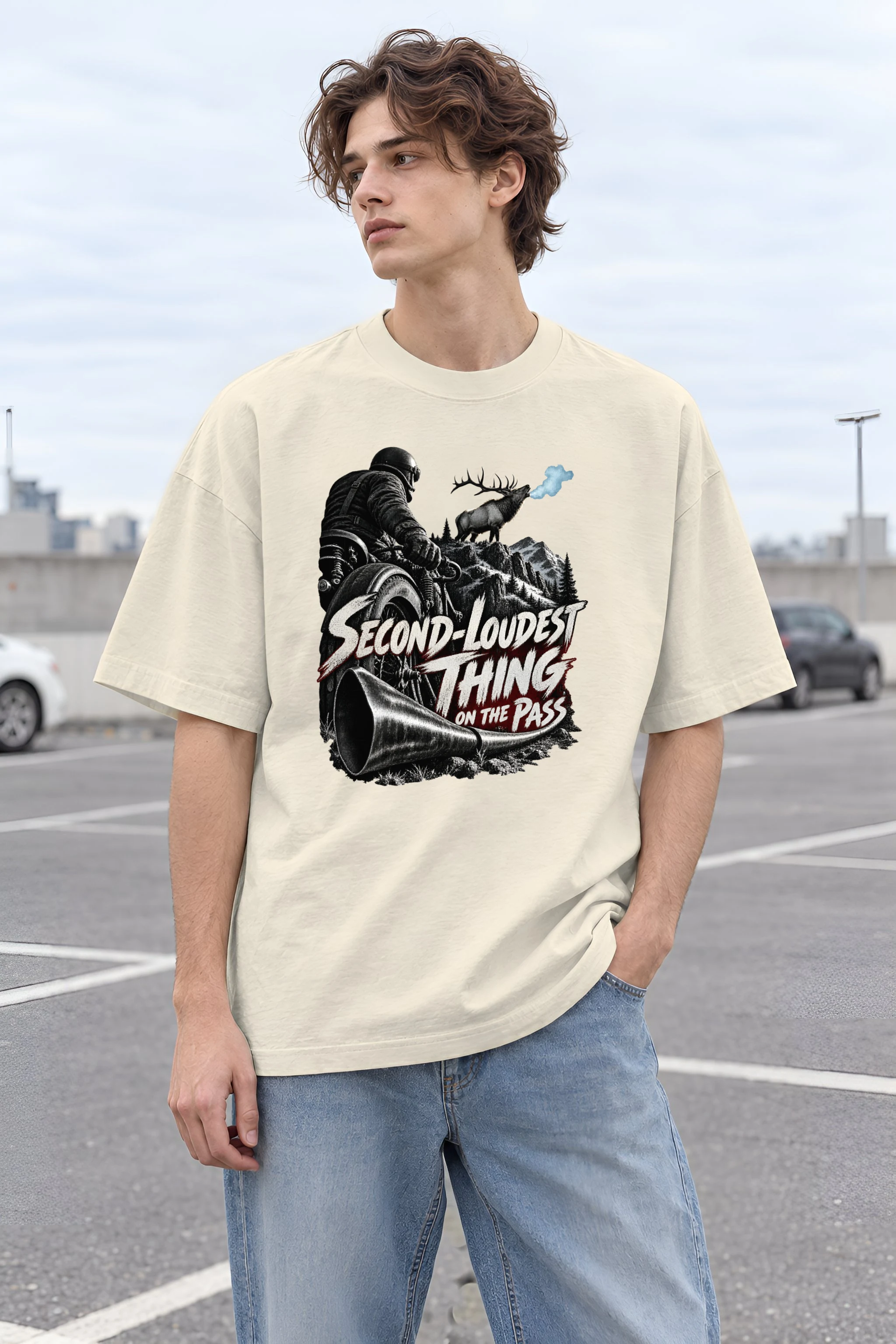 "Second-Loudest Thing on the Pass" Unisex Oversized Heavyweight Crewneck T-Shirt