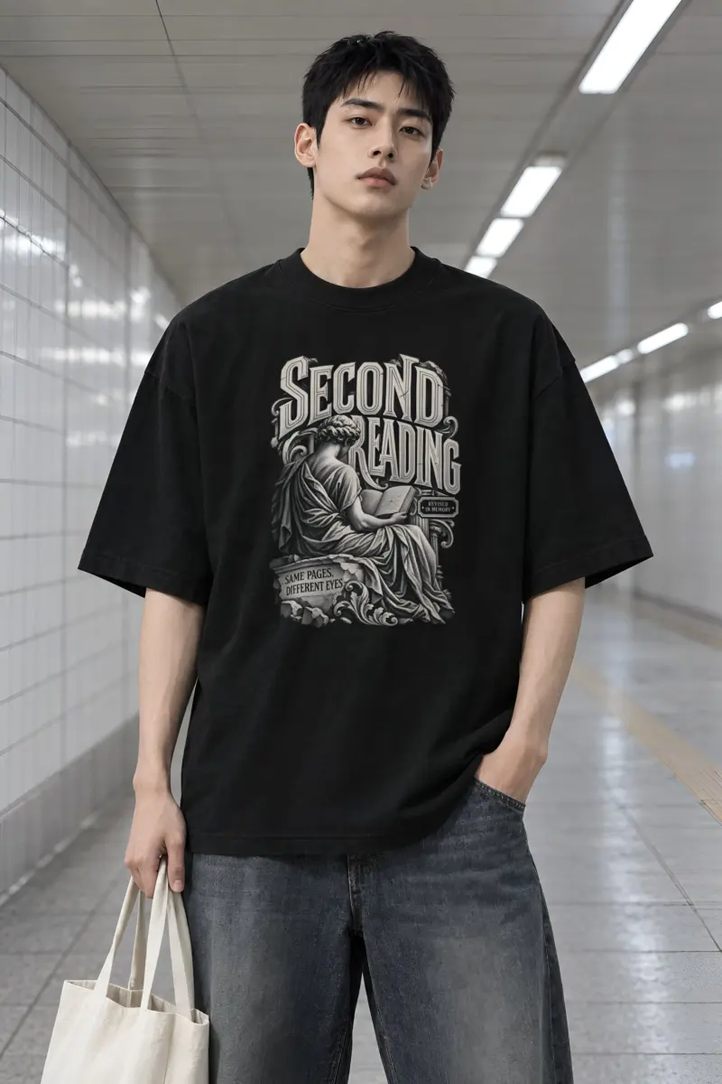 “Second Reading” Men’s Oversized Heavyweight Crewneck T-Shirt