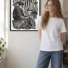 "Second Reading Statue Reader" Premium Wooden Framed Poster