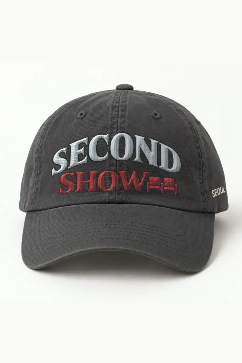 "Second Show" Classic Dad Hat · Embroidered — dark-grey/cap-front