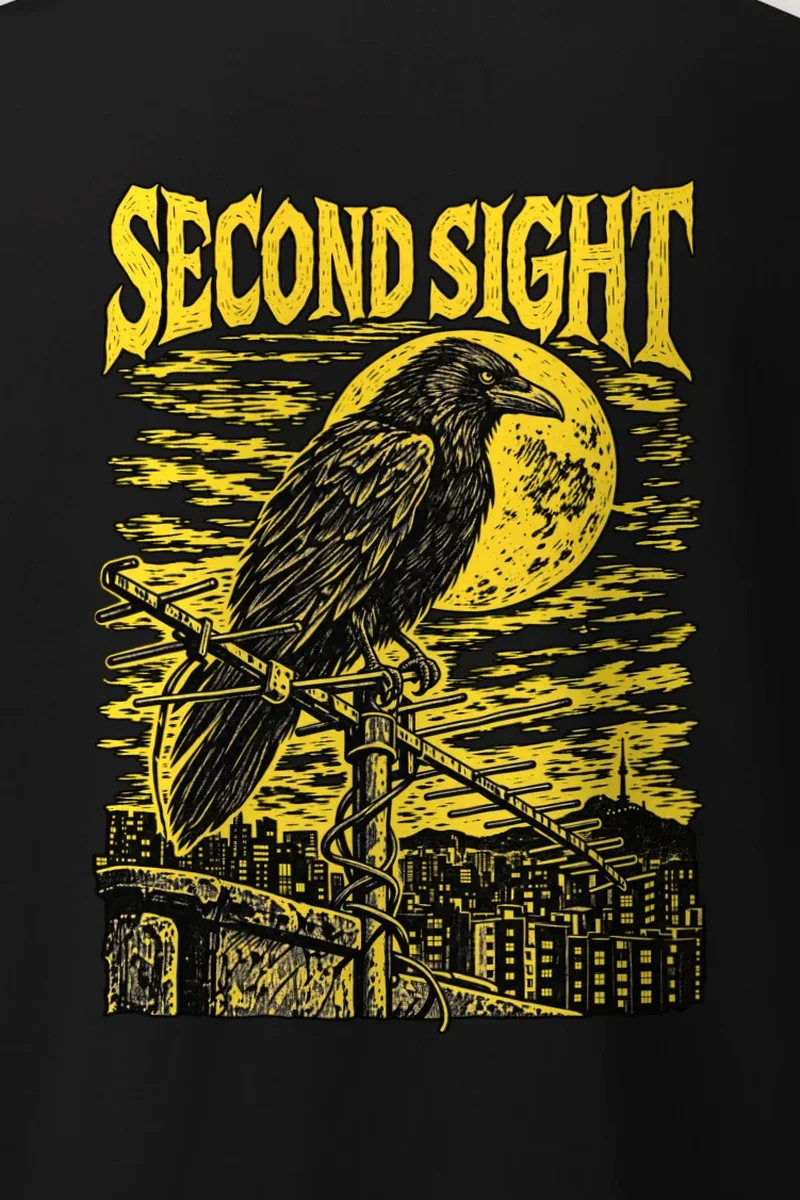 "Second Sight" Heavyweight Unisex Crewneck T-shirt - the graphic up close