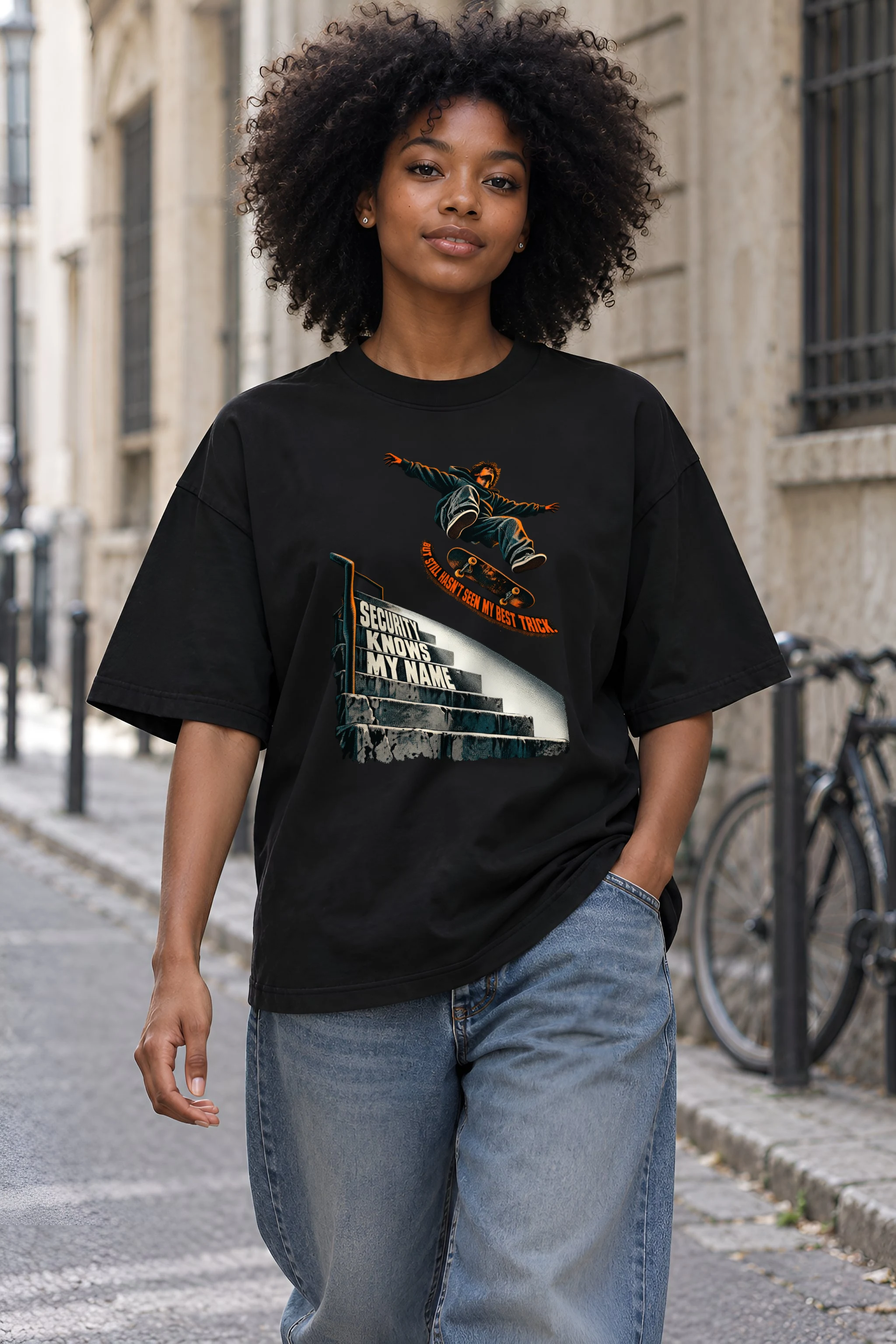 "Security Knows My Name" Unisex Oversized Heavyweight Crewneck T-Shirt