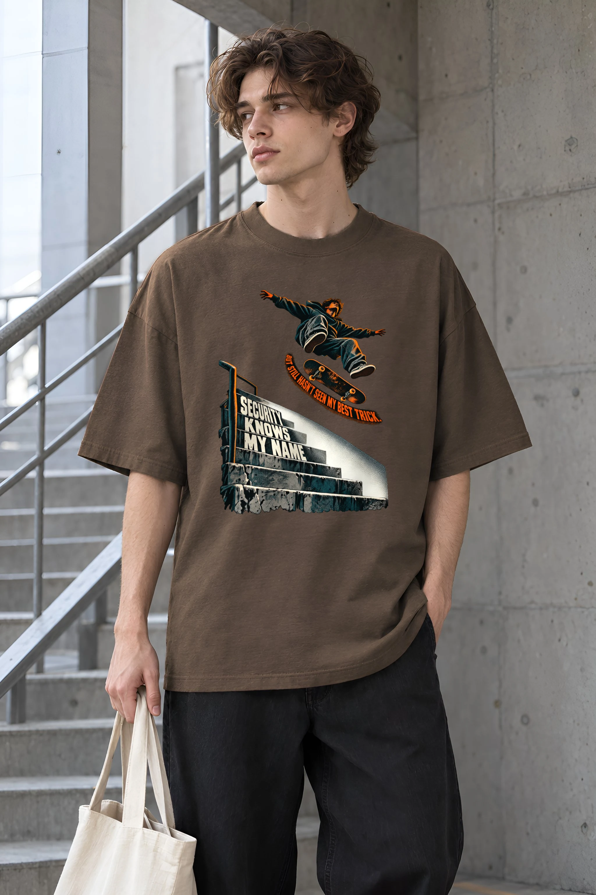 "Security Knows My Name" Unisex Oversized Heavyweight Crewneck T-Shirt
